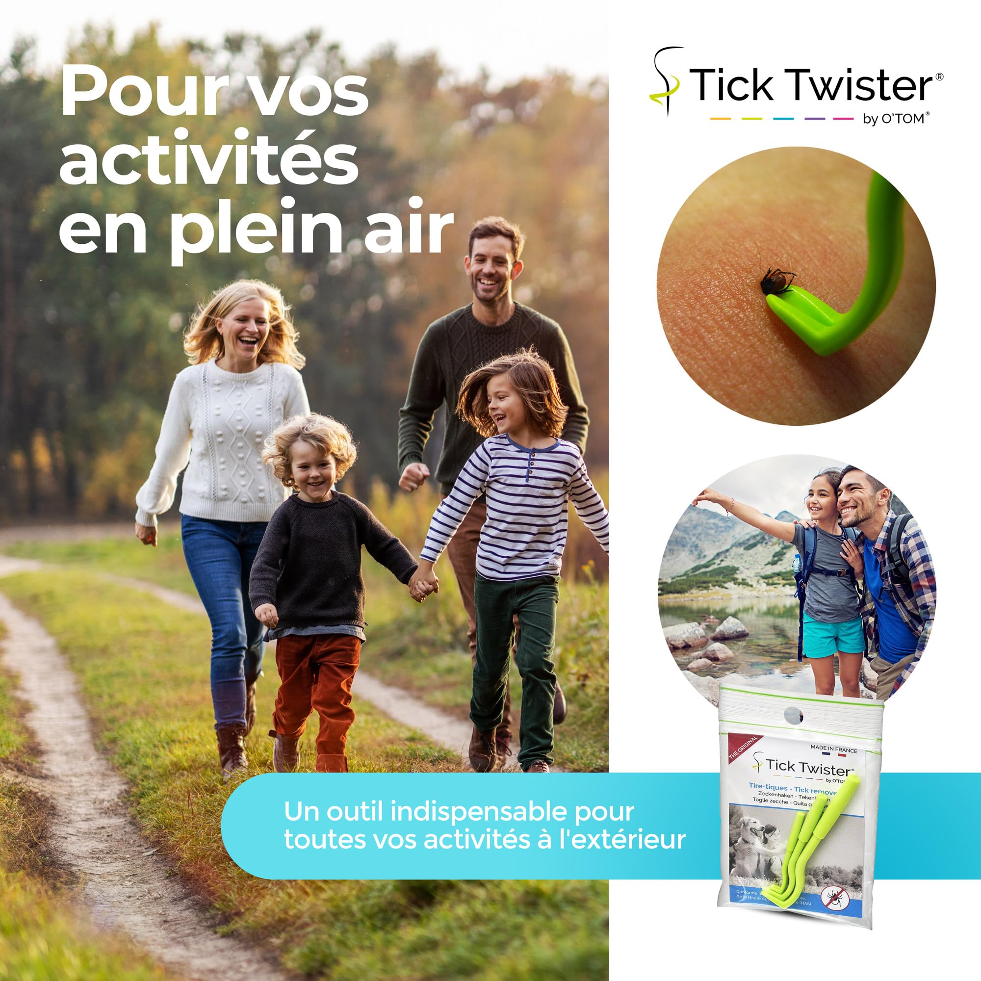 Tire Tique pour Chien, Chat et Humain - Retrait Facile, Rapide et sans Douleur – Pince à Tique avec Notice et Sachet pour Le Rangement - Fabriqué en France