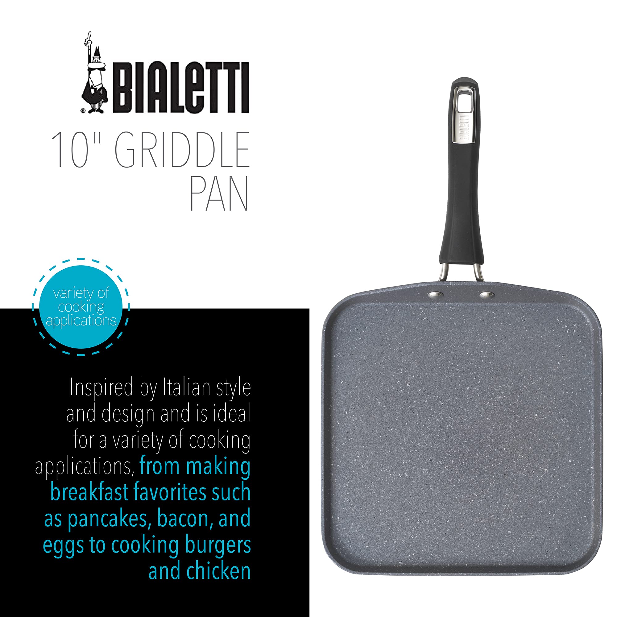 Bialetti Impact Non Stick 10 In Square Griddle Gray Desertcart