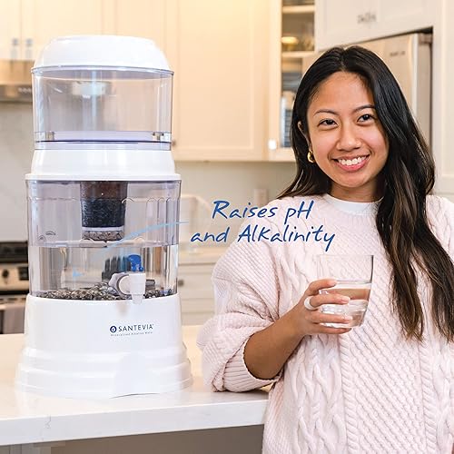 Miniatura 4 de Santevia Filtro de sistema de agua por gravedad + filtro de repuesto de fluoruro y cloro (paquete de 2)  Sistema de agua alcalina mineralizada