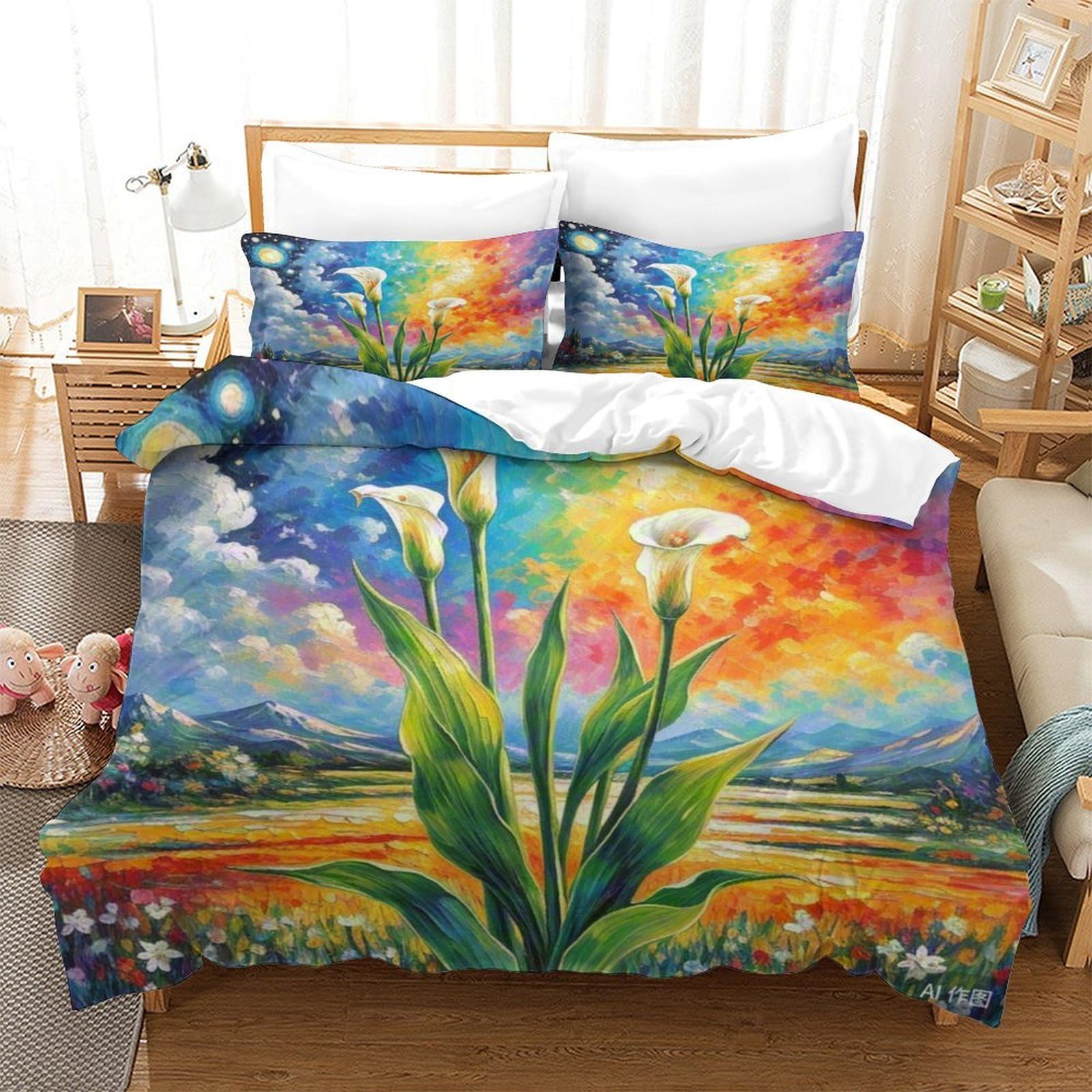 Housse de couette Calla Lily pour transformer la chambre d'un adolescent en havre 3D