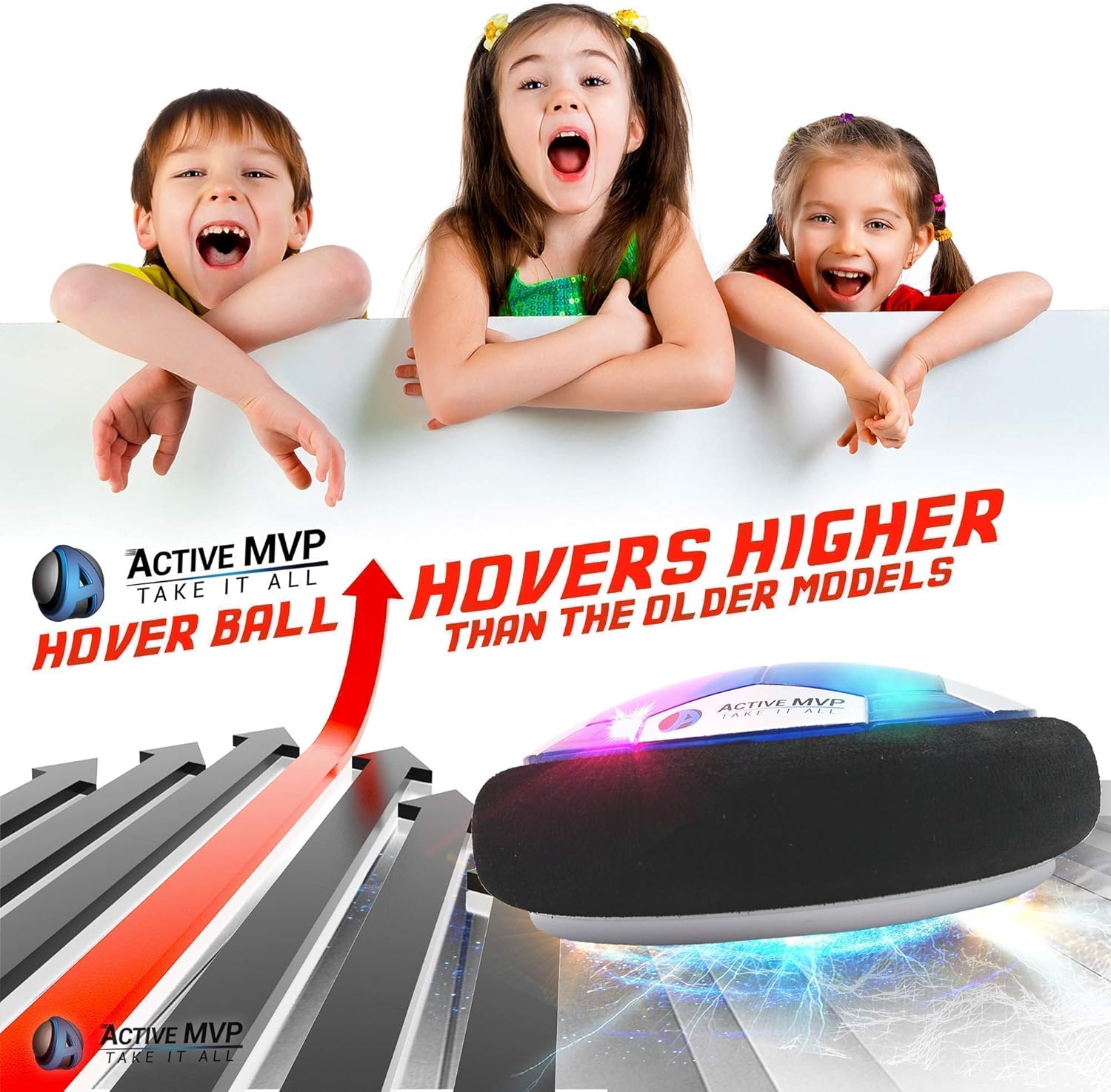 2 Hover Balls Bundle Offer ActiveMVP Hover Soccer Ball Set with 2 Goals Rechargeable - Indoor LED Light Up Floating Soccer Game Including Inflatable Ball for Toddlers Boys Girls (No AA battery needed) : Toys & Games
