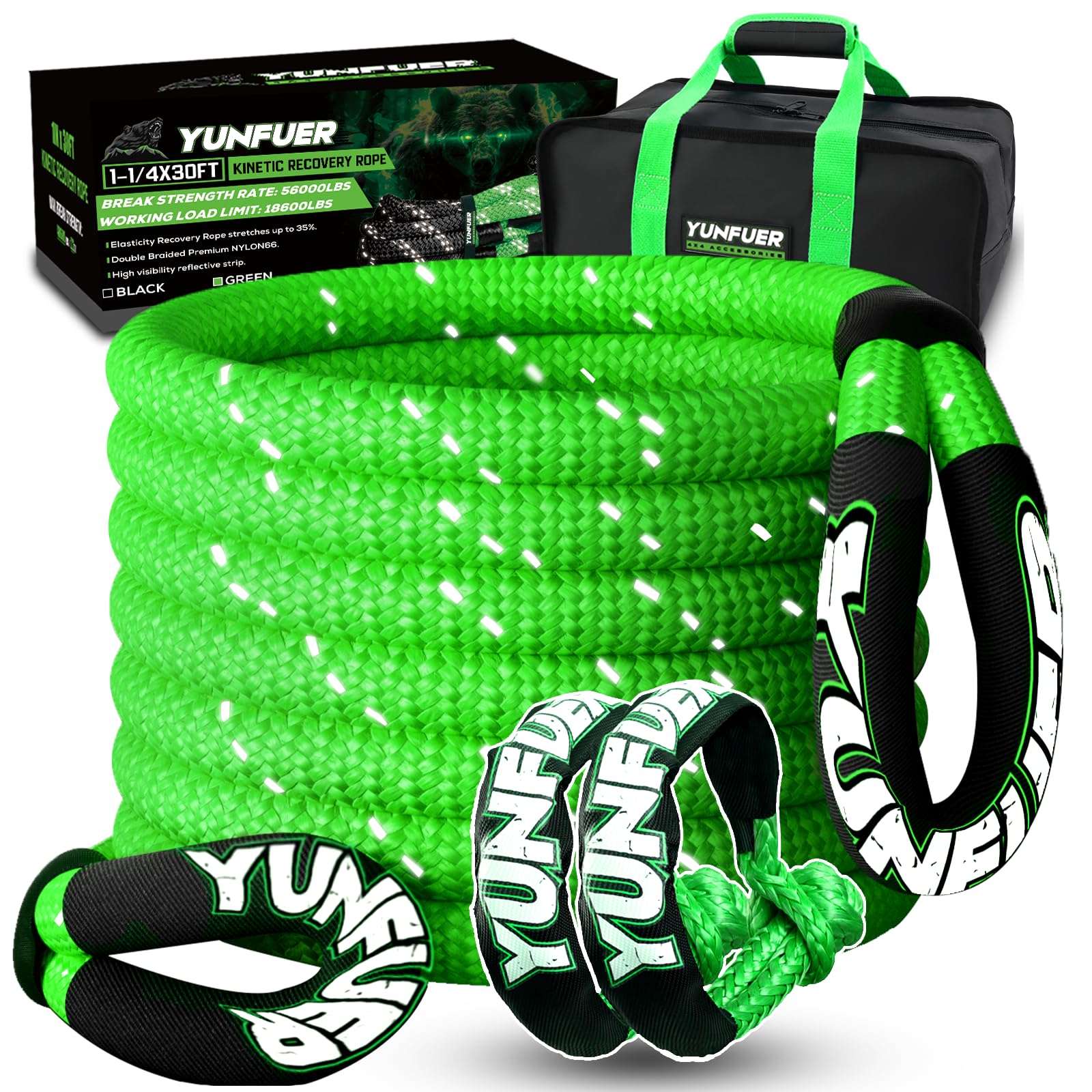 YUNFUER Heavy-Duty Kinetic Recovery Rope Kit