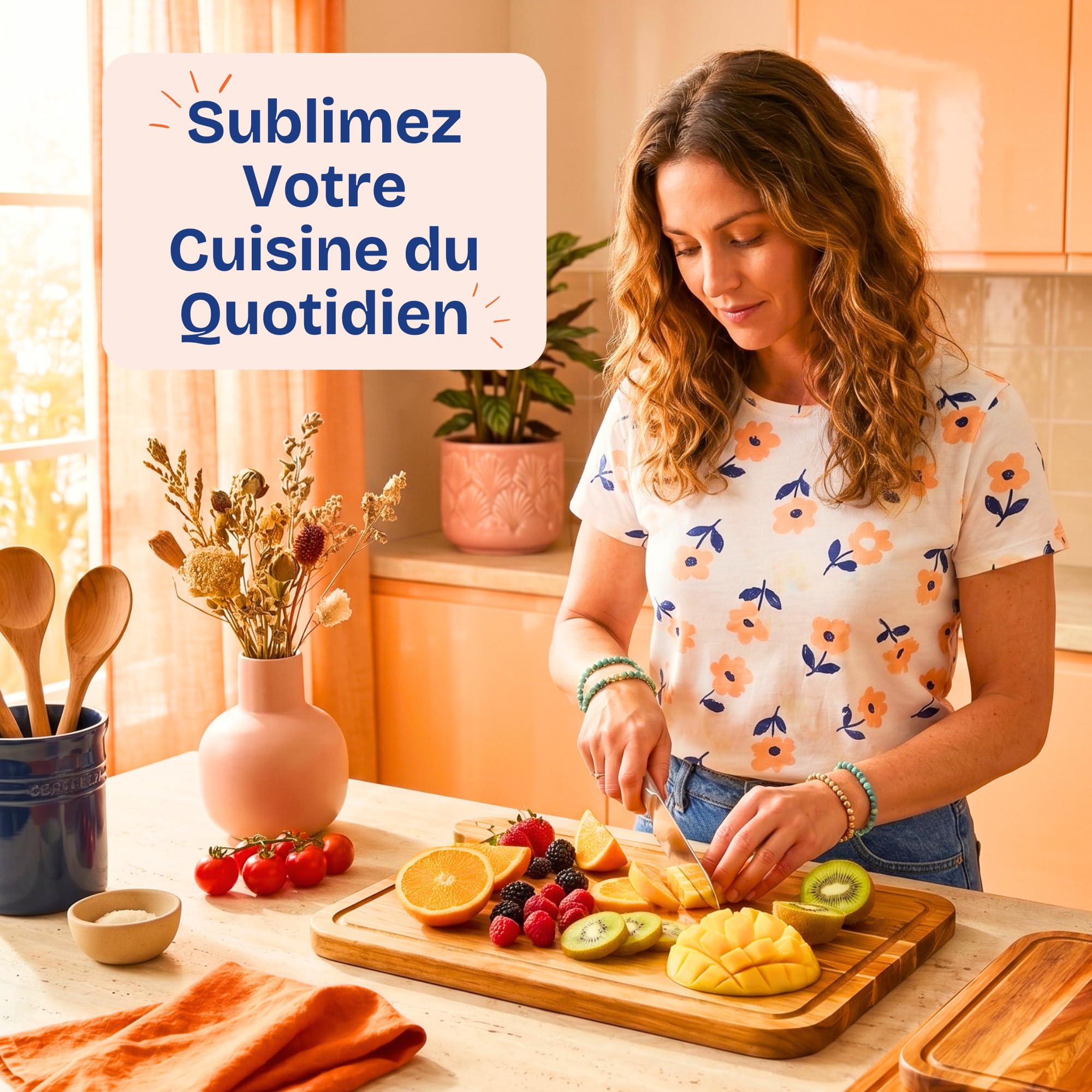 Planches à Découper Non Toxiques - Set Sans Huile Minérale, en Bois d'Acacia FSC - Ustensiles de Cuisine en Bois - Comprend 3 Planches à Découper. Par Ziruma