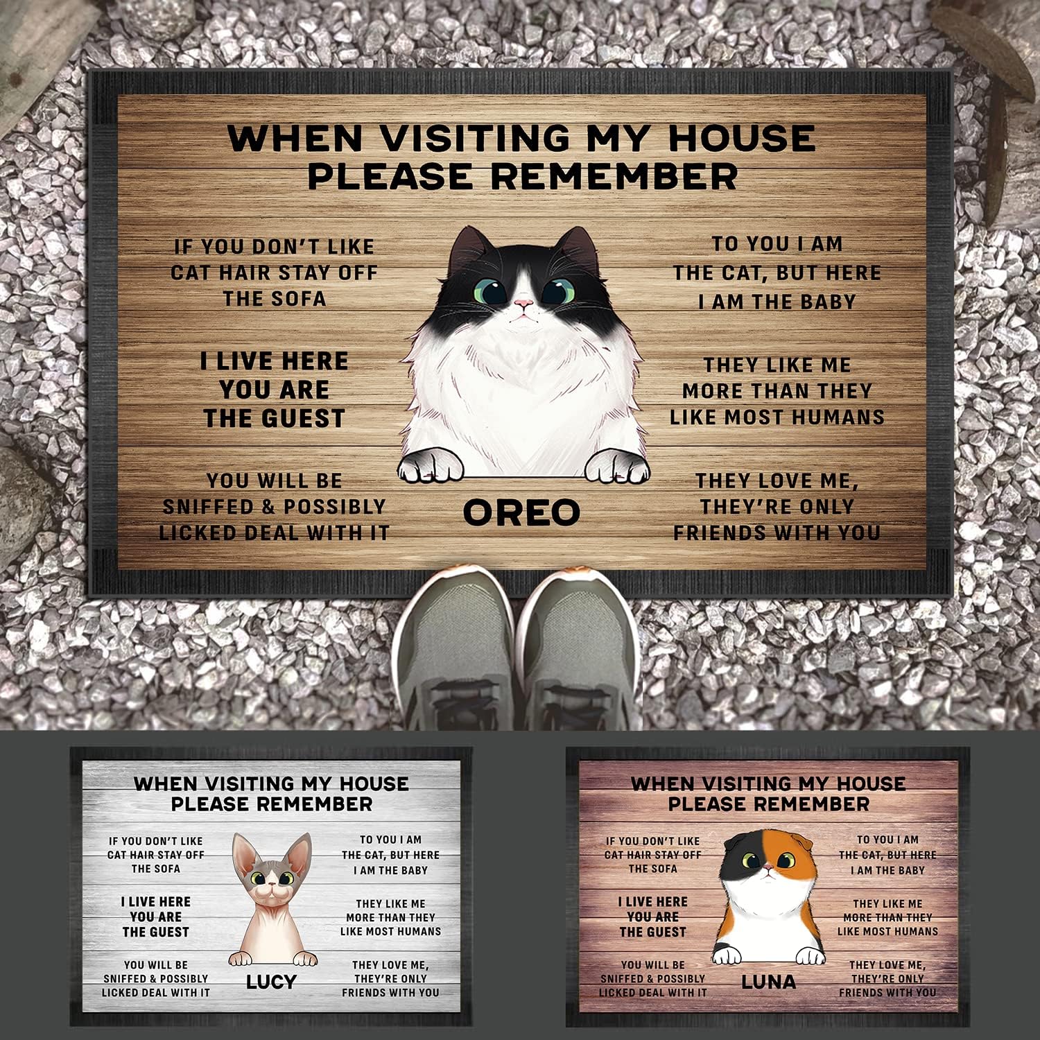 Personalized Welcome Dog's House Funny Rules Doormat - When Visiting My House Please Remember Door Mat, Custom Dog Name & Funny Rules Mat, Cute Pet Lover Owner Front Door Non-Slip Decorative Gift Rugs