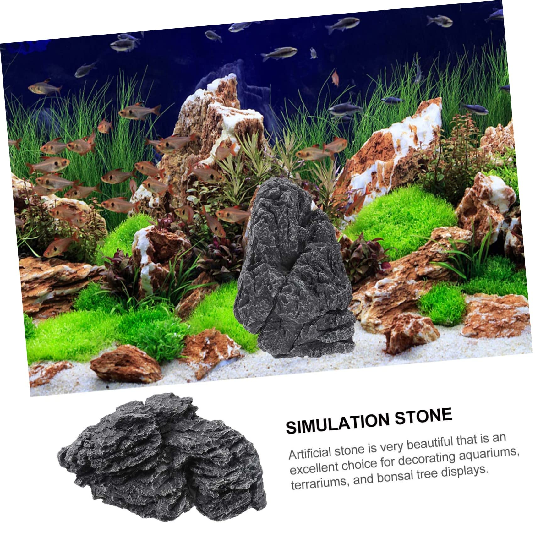 Pietre Decorative per Acquario in Resina Nero Effetto Naturale e Aspetto Realistico, per Decorazioni di Bonsai e Habitat per Animali Acquatici Stile Casuale