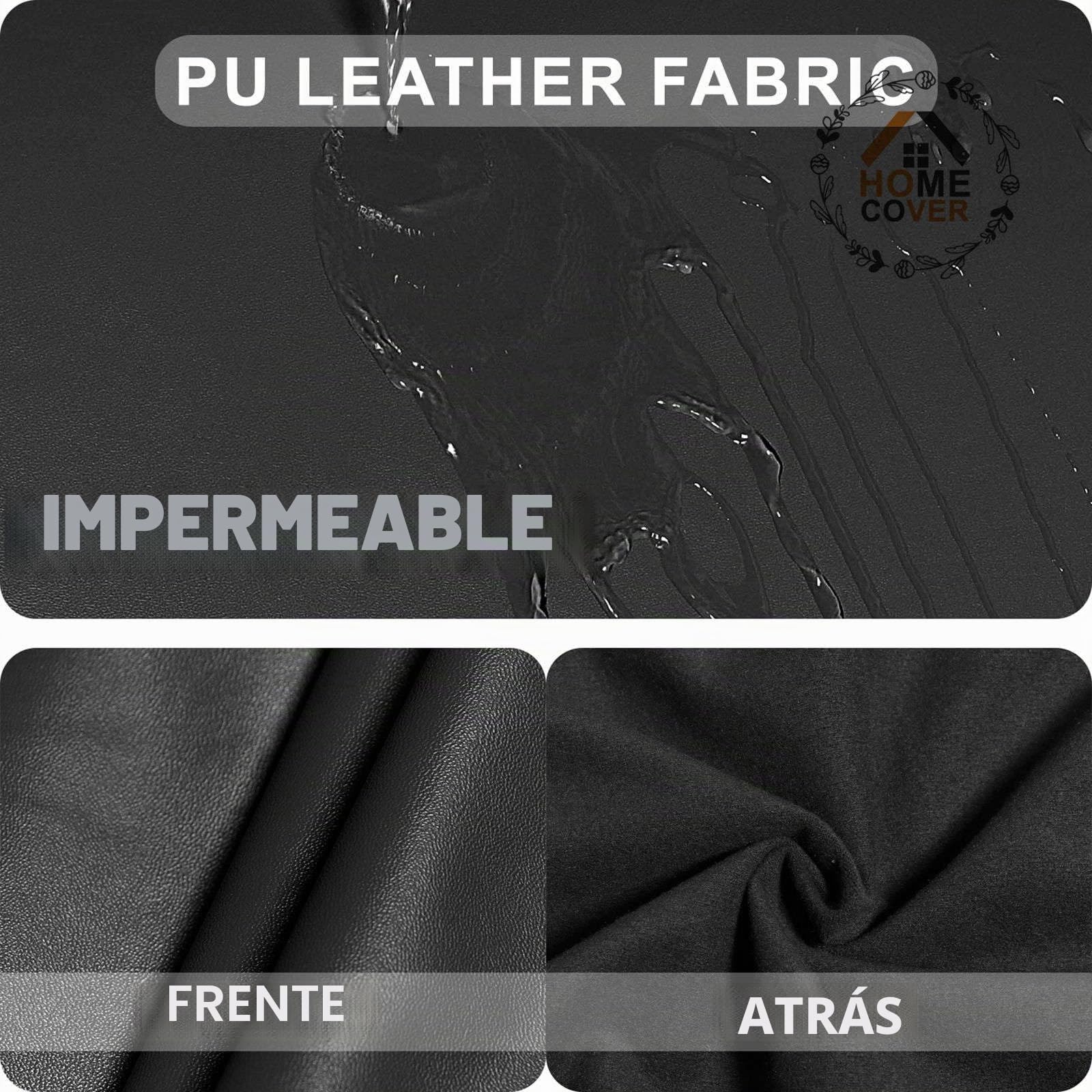 Elástica Funda para Silla De Oficina Impermeable, Universal De Piel Sintética Giratorio Cubiertas De La Silla De La Computadora con Fundas De Reposabrazos Extraíble-Negro-Large