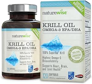NatureWise Krill Oil, Eco-Harvested, Certified Sustainable, Full GPS Traceability on Your Bottle, 500mg, 120 count