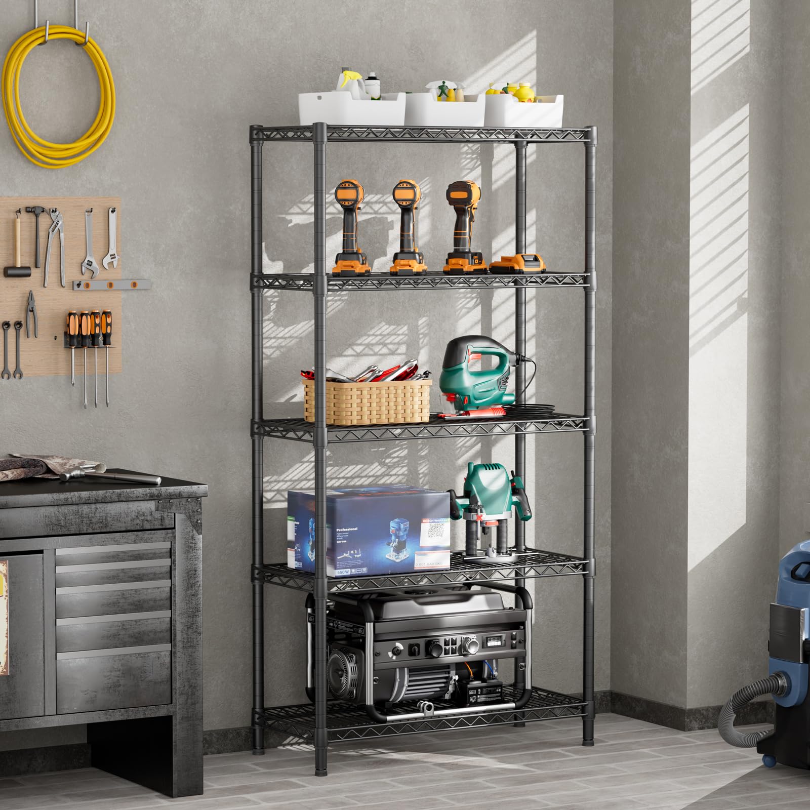 SINGAYE Drahtregal: Verstellbare Metalleinheit für Waschküche, Badezimmer, Küche, Zuhause, Garage, Lagerung, Speisekammer, Regal