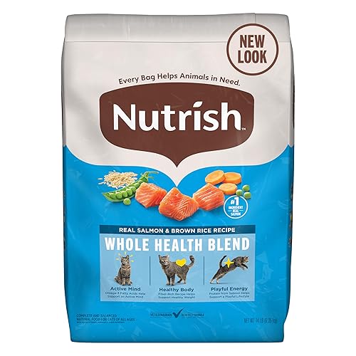Nutrish Real Salmon & Brown Rice Recipe Dry Cat Food, 14 lb. Bag, Packaging May Vary (Rachael Ray) - Real Salmon & Brown Rice - 14 Pound (Pack of 1)