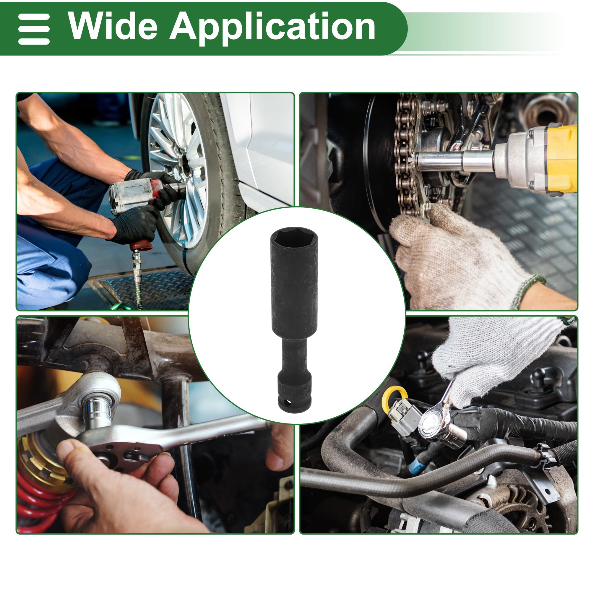 Motoforti Universal Impact Socket Hardware Tool 128mm Durable Alloy Steel Black 1 Pcs 6 Point 22mm for Car Motorcycle Dirtbike Repair 1/2 Inch Drive - Image 3