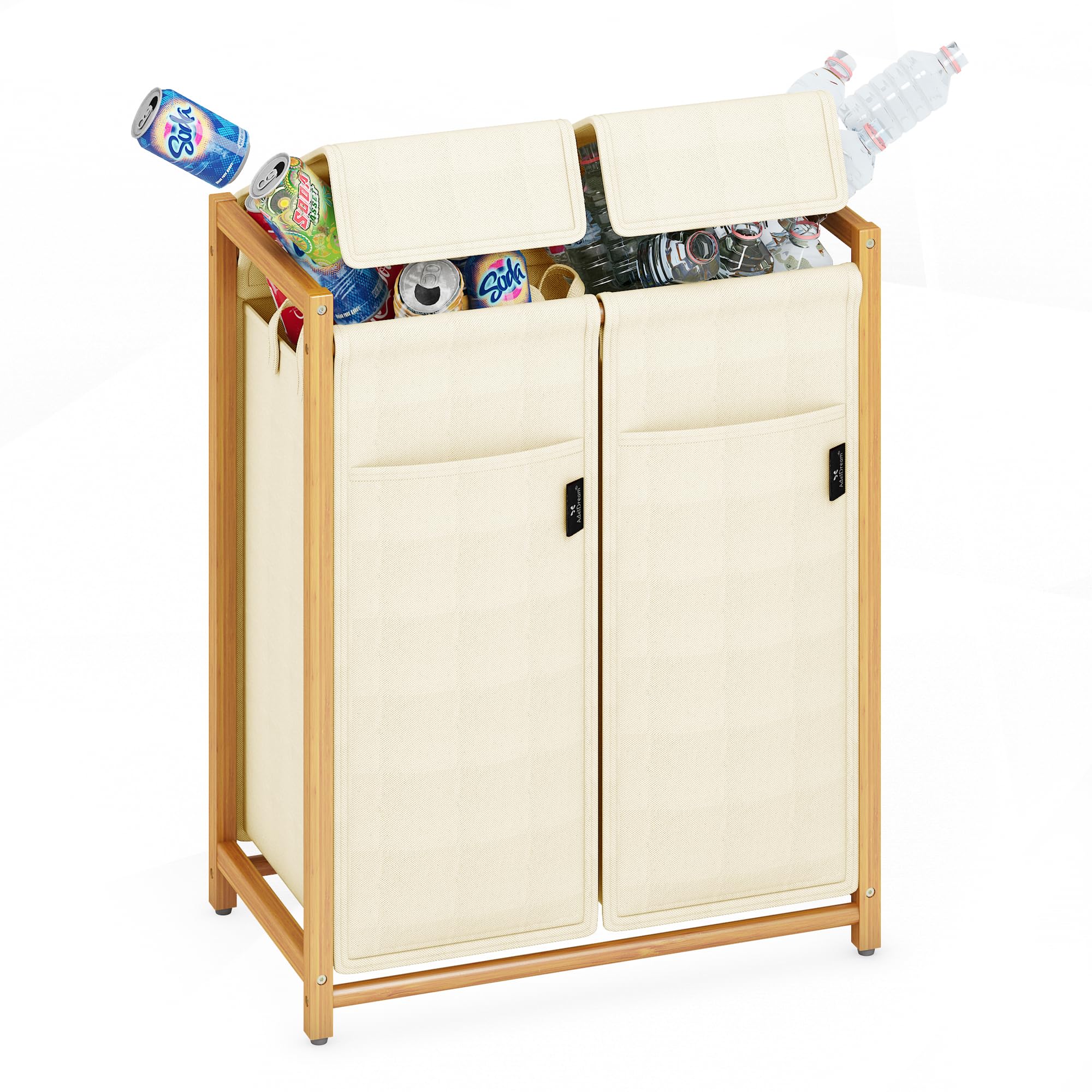 ADEL DREAM 100L 2 Fächer Pfandflaschen Sammelbehälter Groß Pfandflaschen Aufbewahrung Behälter für leere Flaschen Aufbewahrungsbehälter Altglas Plastikflaschen Lagerraum Küchenabfallbehälter Beige Küche, Haushalt & Wohnen