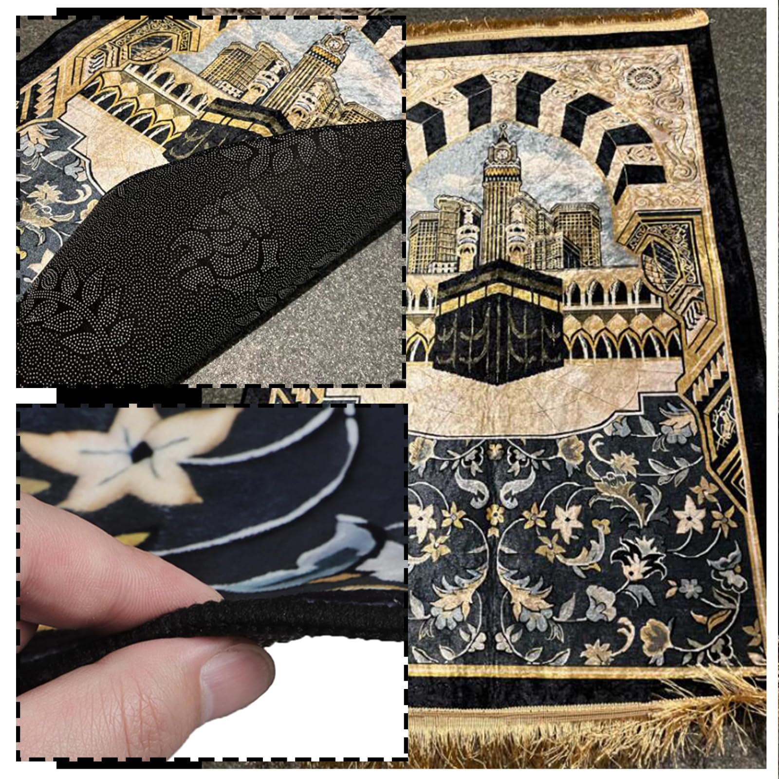 YJZQ Tapis de Prière Musulman en Chenille - Tapis de Passage Pliable, Coussin de Prier Brodée Tissée pour Mosquée 80x120cm