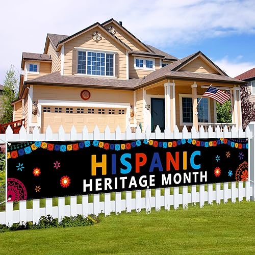 Letrero decorativo del mes de la herencia hispana de 120 x 20 pulgadas, letrero festivo de países de América Latina de habla hispana para interiores