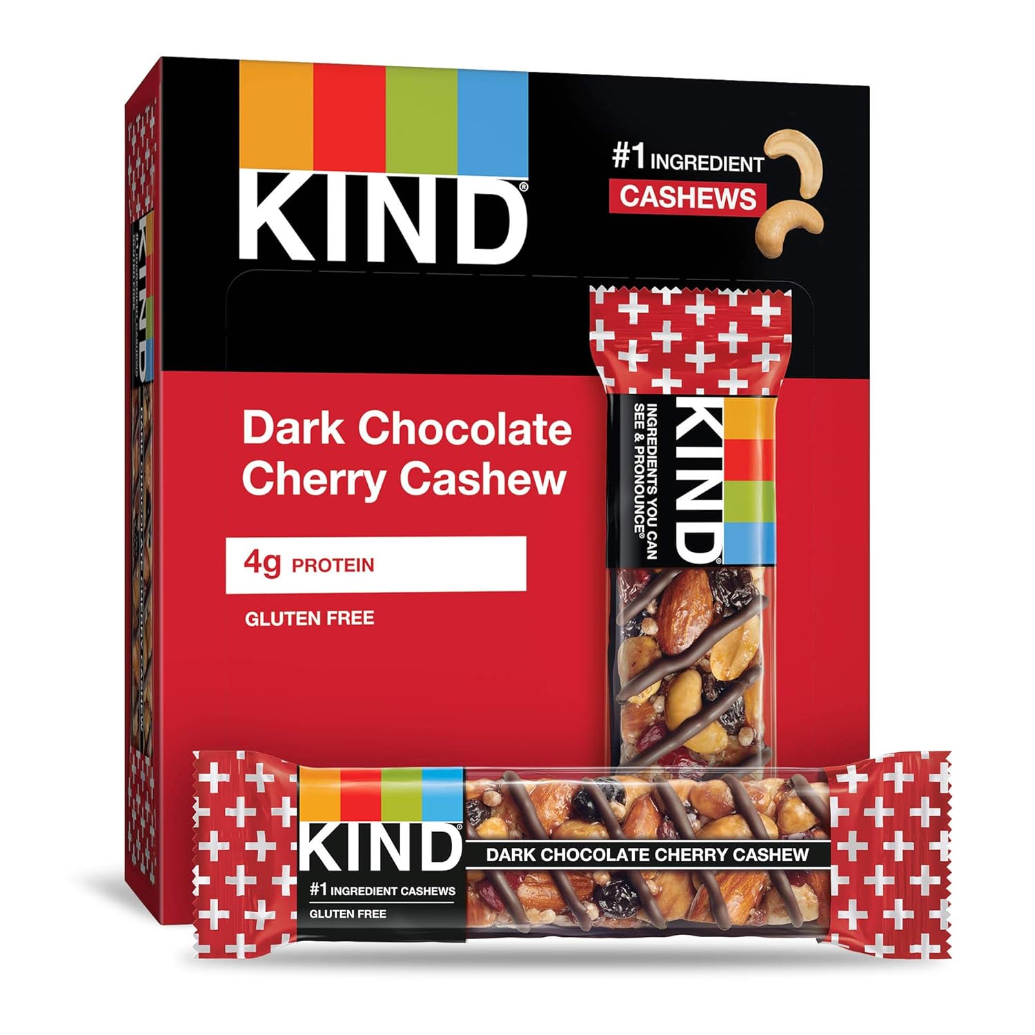 KIND Bars, Dark Chocolate Cherry Cashew + Antioxidants, Gluten Free, 1.4 Ounce (48 Count)