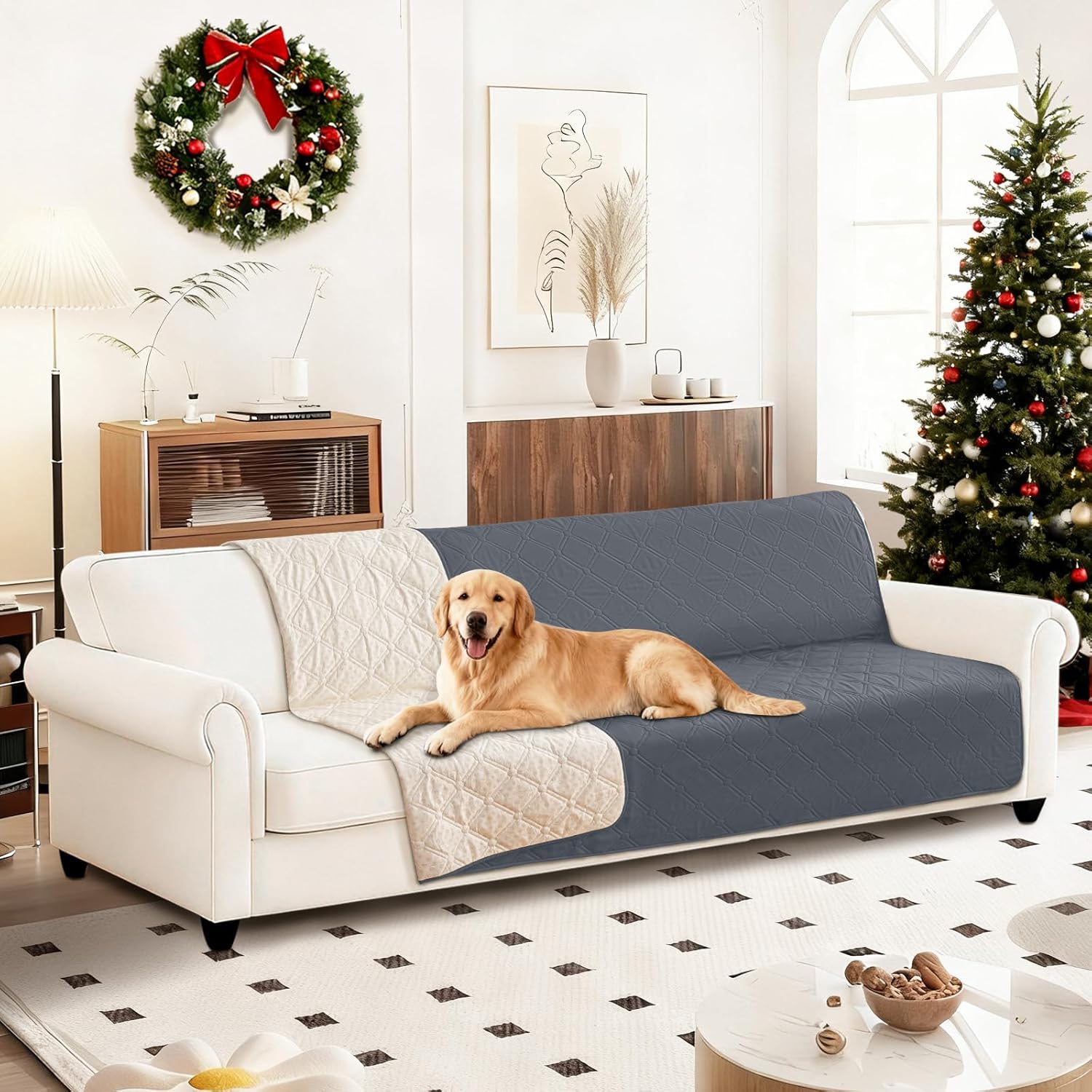 Waterproof Couch Covers for Pets, Waterproof Dog Bed Cover, Anti-Slip Soft Dog Blankets, Couch Cover for Dogs Washable, Pet Blanket for Puppy Large Dogs Cat (82x102 Inch, Dark Grey)