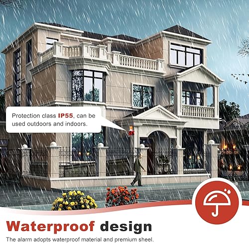 Miniatura 4 de Alarma de sirena industrial de 120 dB, alarma de luz y sonido IP55 para exteriores, sirena impermeable con luz para oficina, hogar, fábrica,