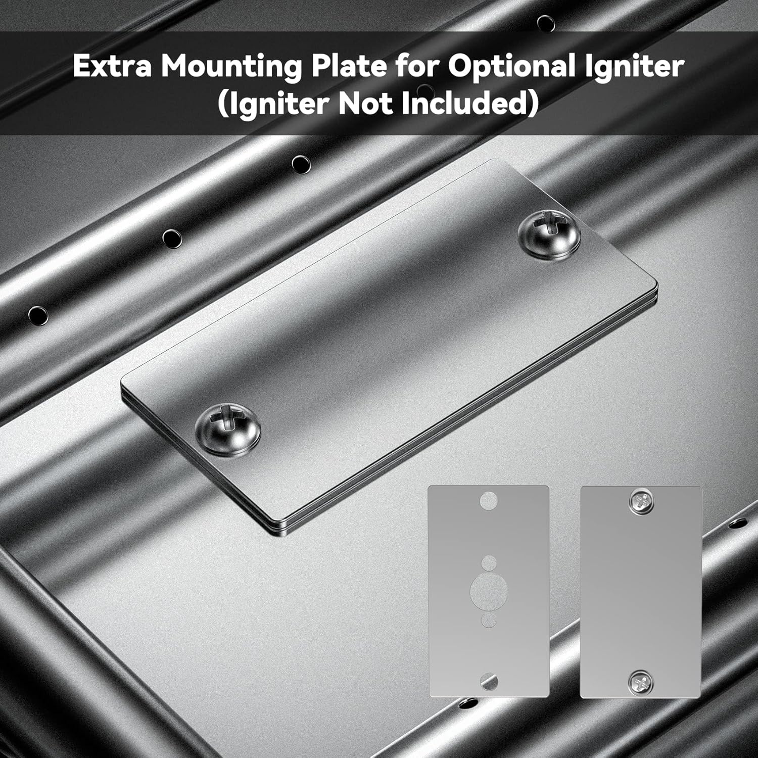 Close-up of the extra mounting plate for an optional igniter, showing two different plate designs