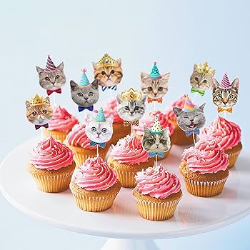 Amazon.co.jp: 猫カップケーキトッパー24個、猫をテーマにした