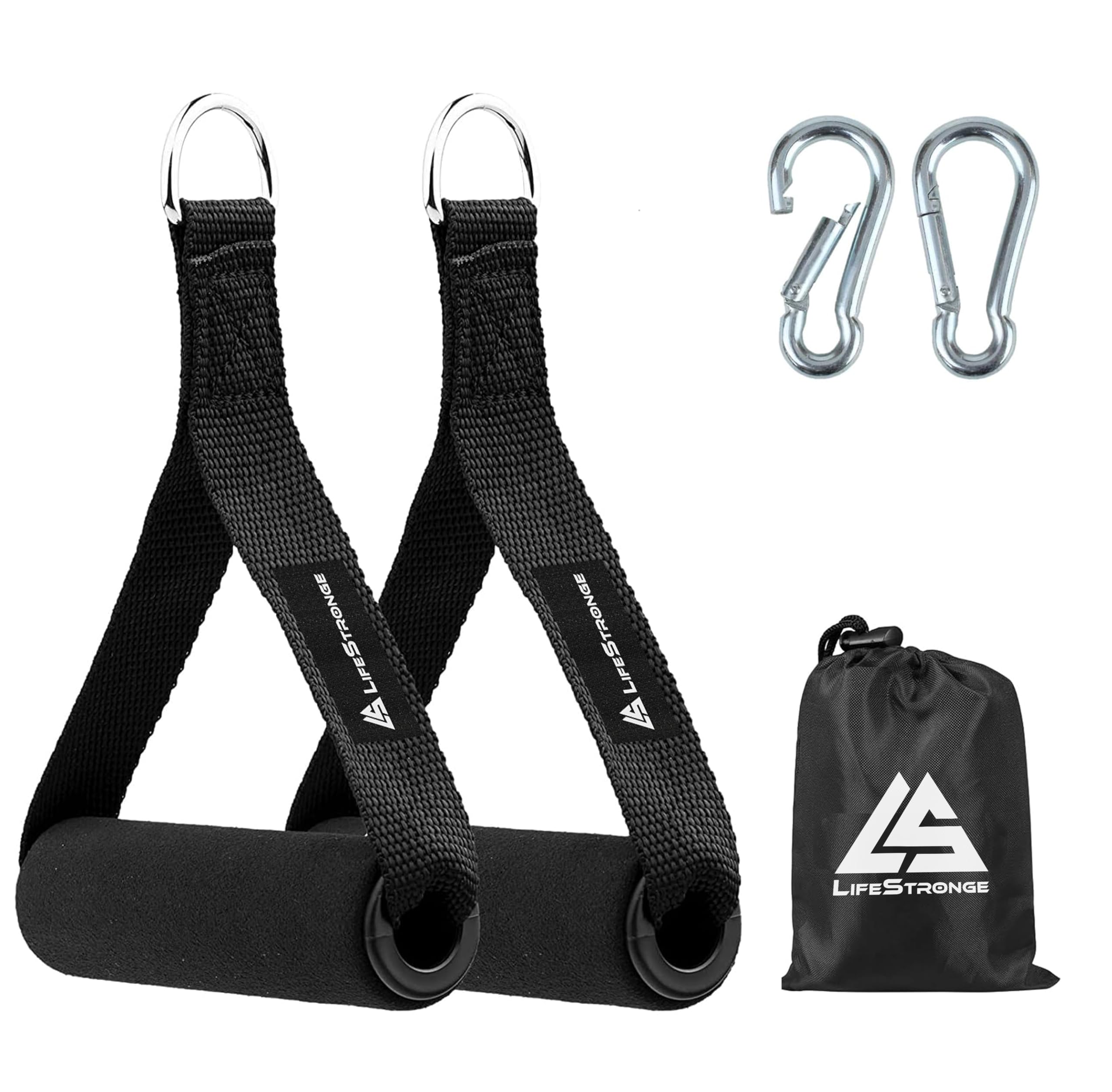 LIFESTRONGE Cable Machine Attachments Resistance Bands Handles Grips Fitness Strap Stirrup Handle Cable Attachment for Yoga Exercise Workout Gym Resistance Training with (2Pcs SnapHook)-image-7
