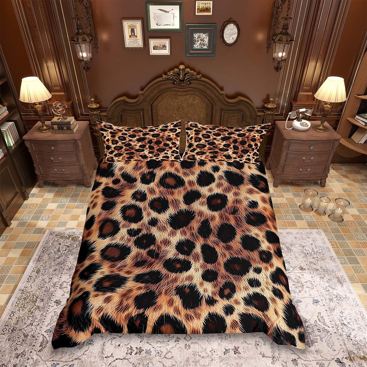 Homemissing Brown Leopard Print Duvet Cover King Size Cheetah Bedding Set for Kids Boys Girls Decor Safari Wildlife Animal Fur Print Hunting Duvet Cover Soft Bedroom Decor 3Pcs โ image 1