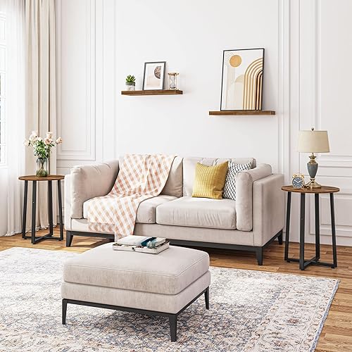 Miniatura 6 de HOOBRO Juego de 2 mesas auxiliares con estación de carga y mesas laterales redondas, juego de 2 unidades, BF112BZP201-BF95BZP201