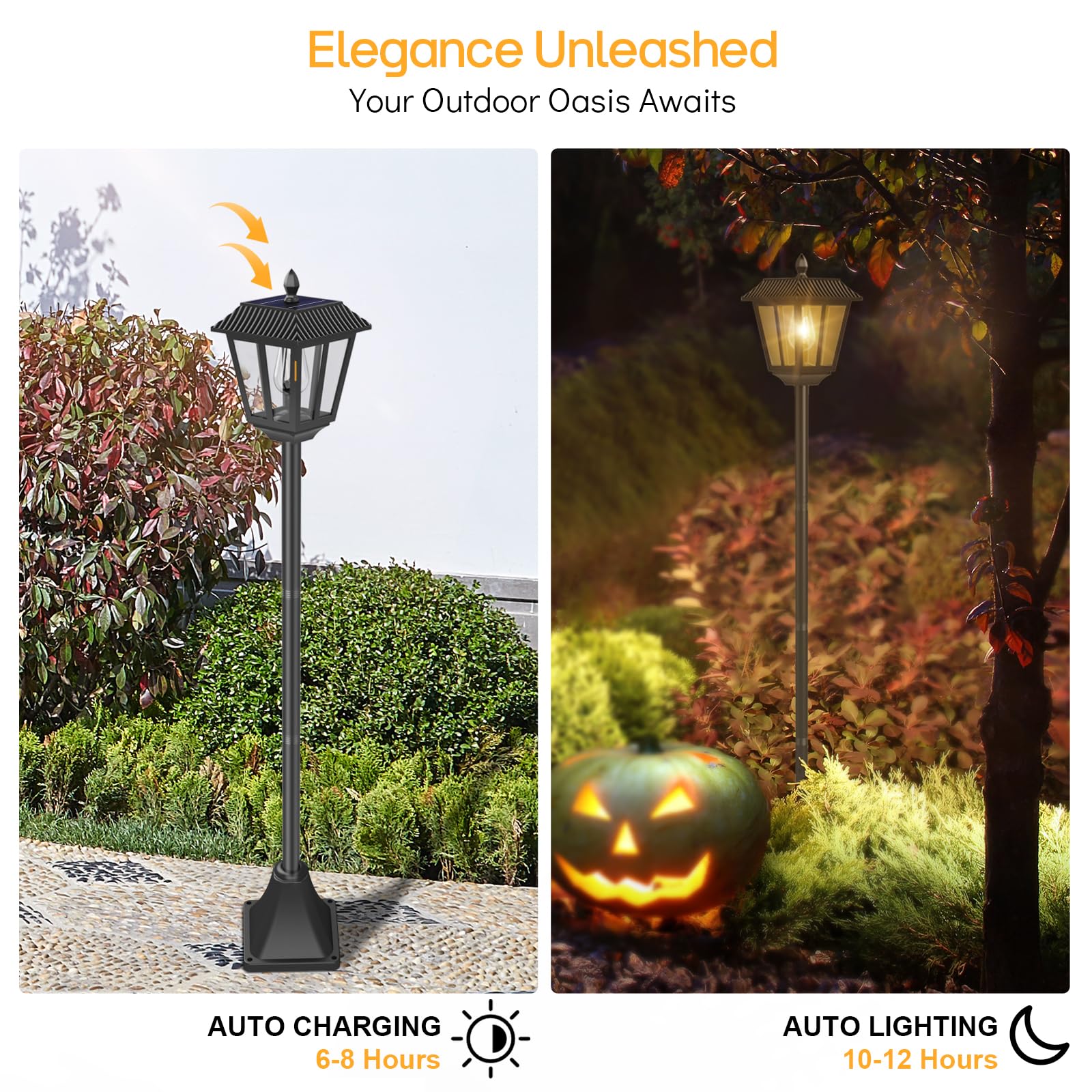 Zewnętrzne lampy solarne LED, latarnia cmentarska z palikiem, wodoodporne lampy solarne do ogrodu, ścieżki podłogowe, 170 cm, ciepłe białe światło (2 sztuki)