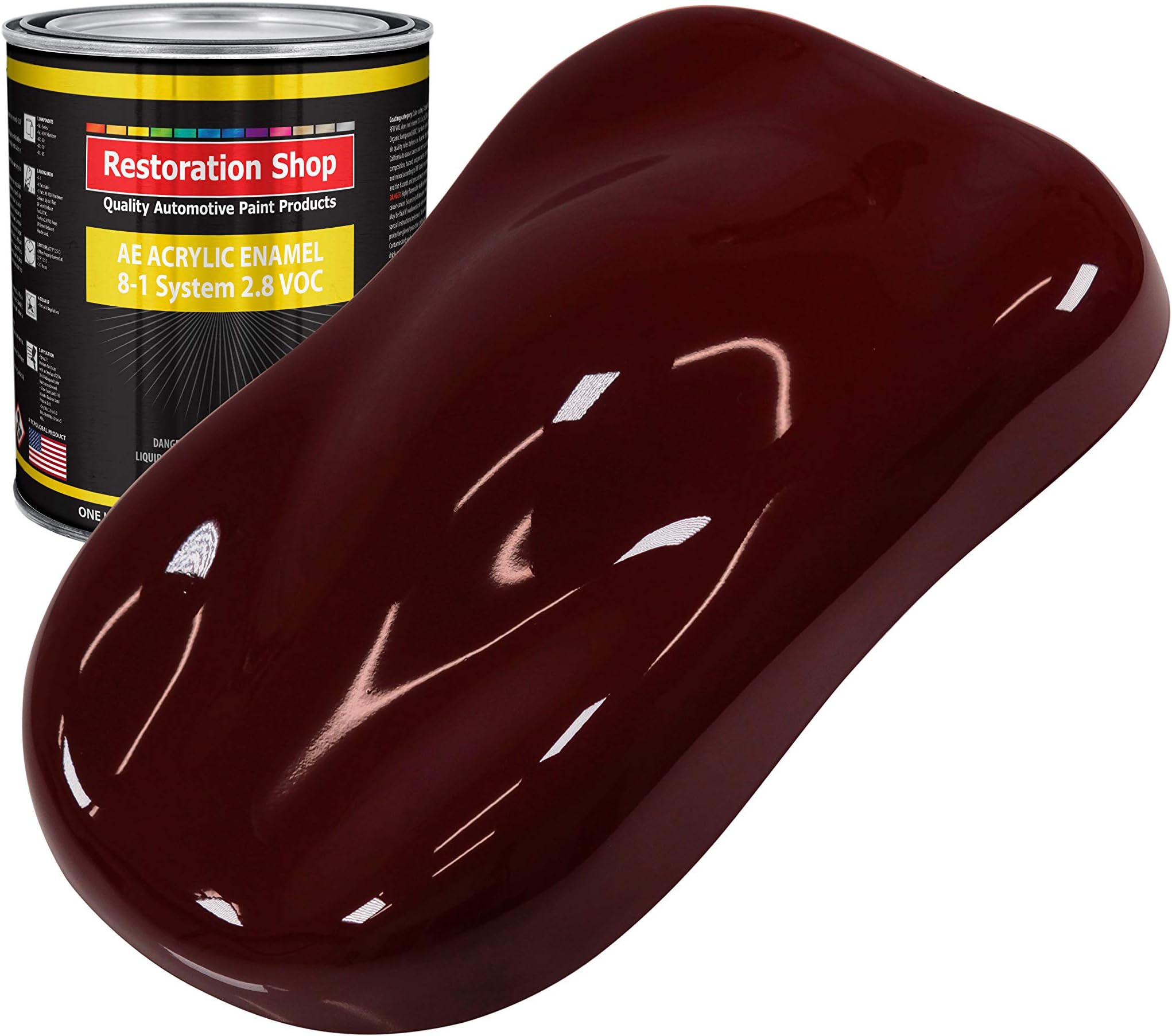 Restoration Shop - Burgundy Acrylic Enamel Auto Paint - Quart Paint Color Only - Professional Single Stage High Gloss Automotive, Car, Truck, Equipment Coating, 2.8 VOC