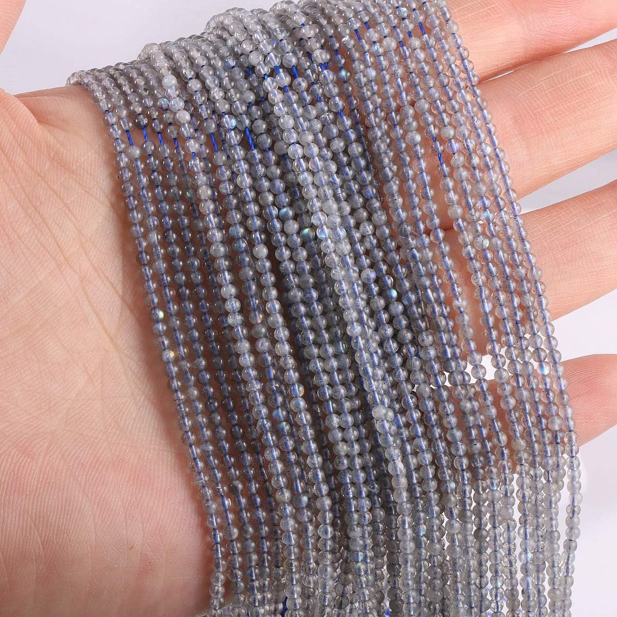 Natural Stone Beads Round Polished Flash Labradorite Stone Charms for Jewelry Making Bracelet Necklace 2mm 2 Strands - Image 2