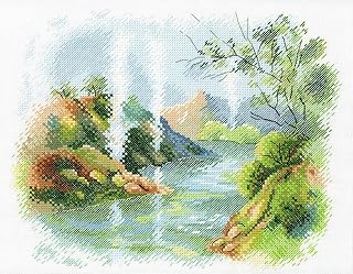 Counted Cross Stitch Kit on Linda 27ct Canvas Hot Spring Valley A-041/SA-041