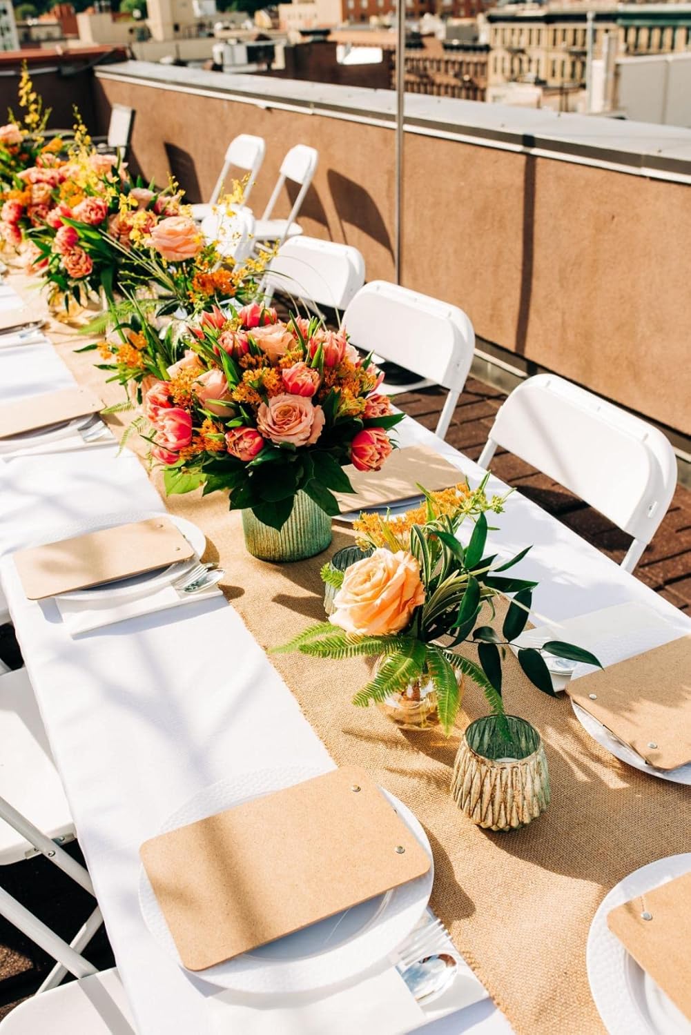 4 Pack Burlap Table Runner, 100% Jute Vintage 12X108 Inches Table Runner for Wedding, Parties, Christmas, Thanksgiving, BBQ's, Everyday, Holidays