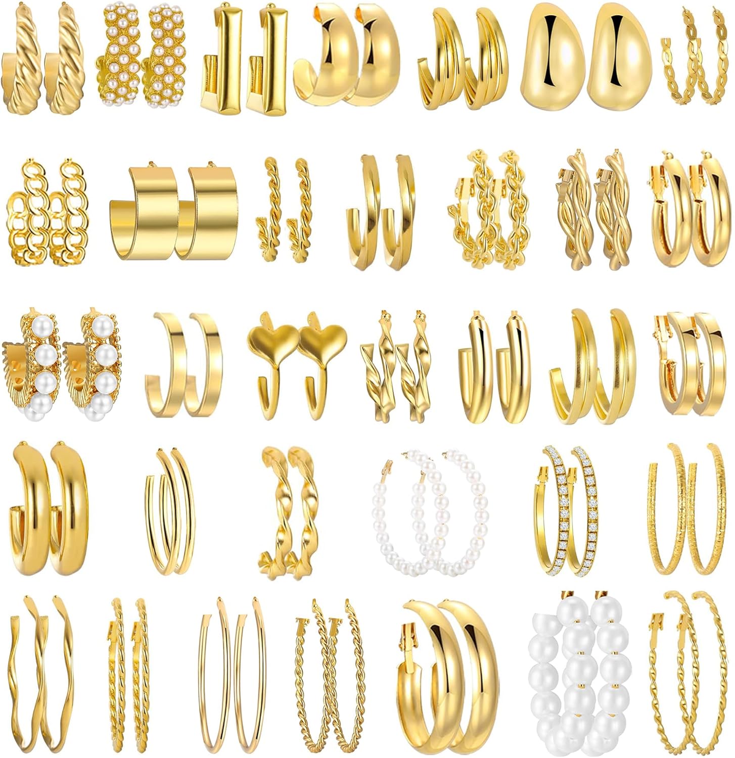 Amazon.com: Juego de aretes de aro de oro para mujer, paquete múltiple ...