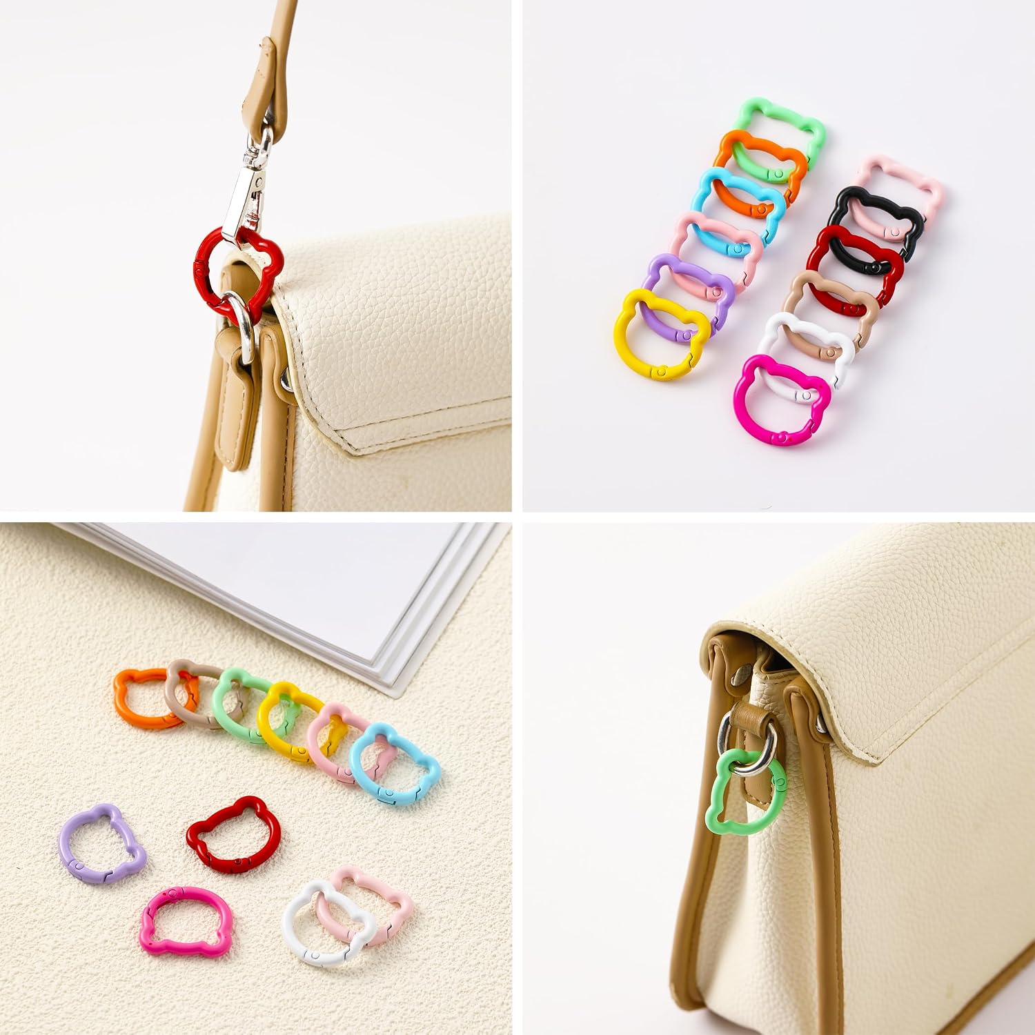 12Pcs Metal Bear Shape Clasp Clip,Spring Spring Snap Clasp Hook for Handbag & Keys,Jewelry Clasps, Lanyard Makin image 2