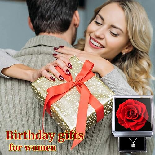 Miniatura 6 de Regalos para el día de San Valentín para ella, collar de rosa real preservada, regalos de cumpleaños para mujeres, regalos del día de San Valentín