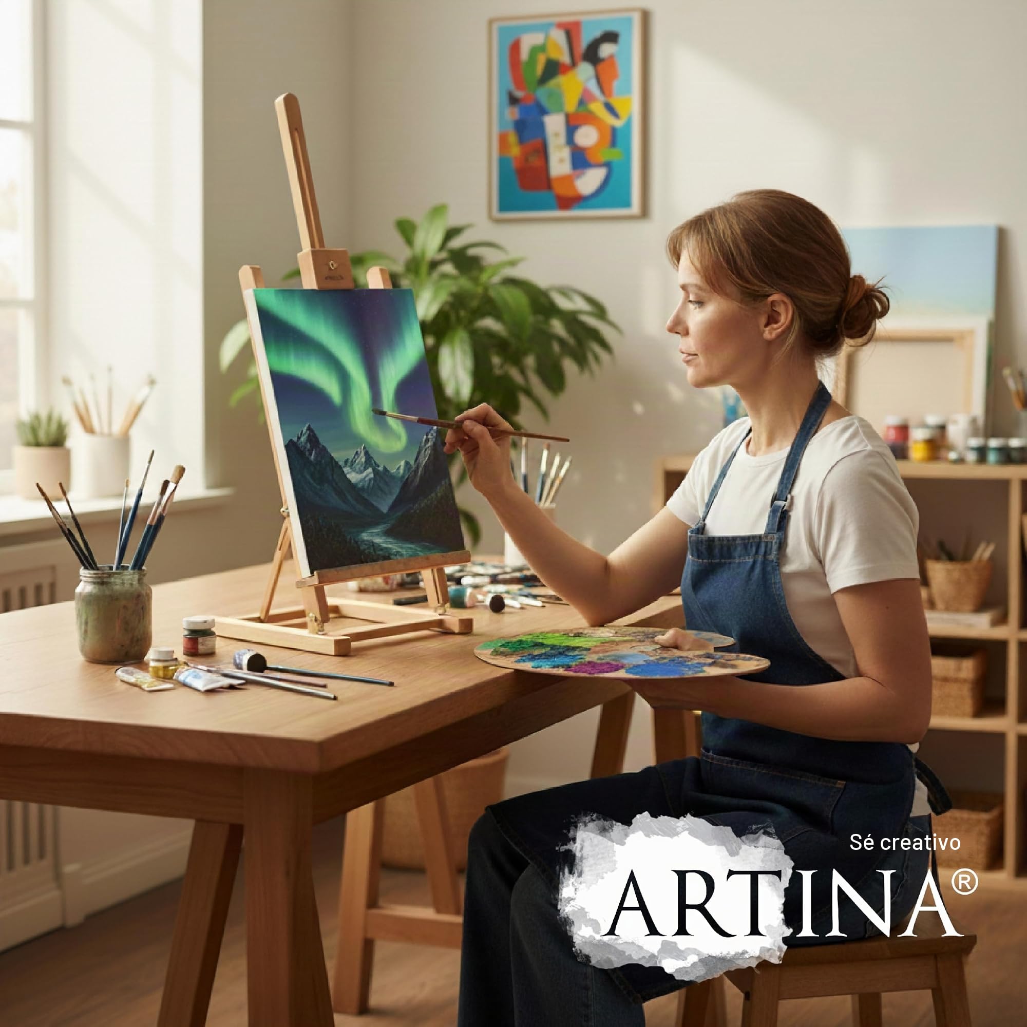 Artina Caballete de Mesa Profesional Metz XXL de Haya - Caballete para lienzos de Altura MAX. 57 cm - Adecuado para Todas Las Edades