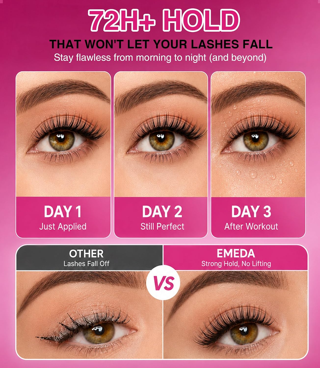 EMEDA Clear Lash Bond and Seal, Lash Cluster Glue for Eyelash Clusters, 72H Waterproof Cluster Glue, No White Residue Bond and Seal for DIY Individual & Clusters Lashes Extensions (6ml+6ml) thumbnail