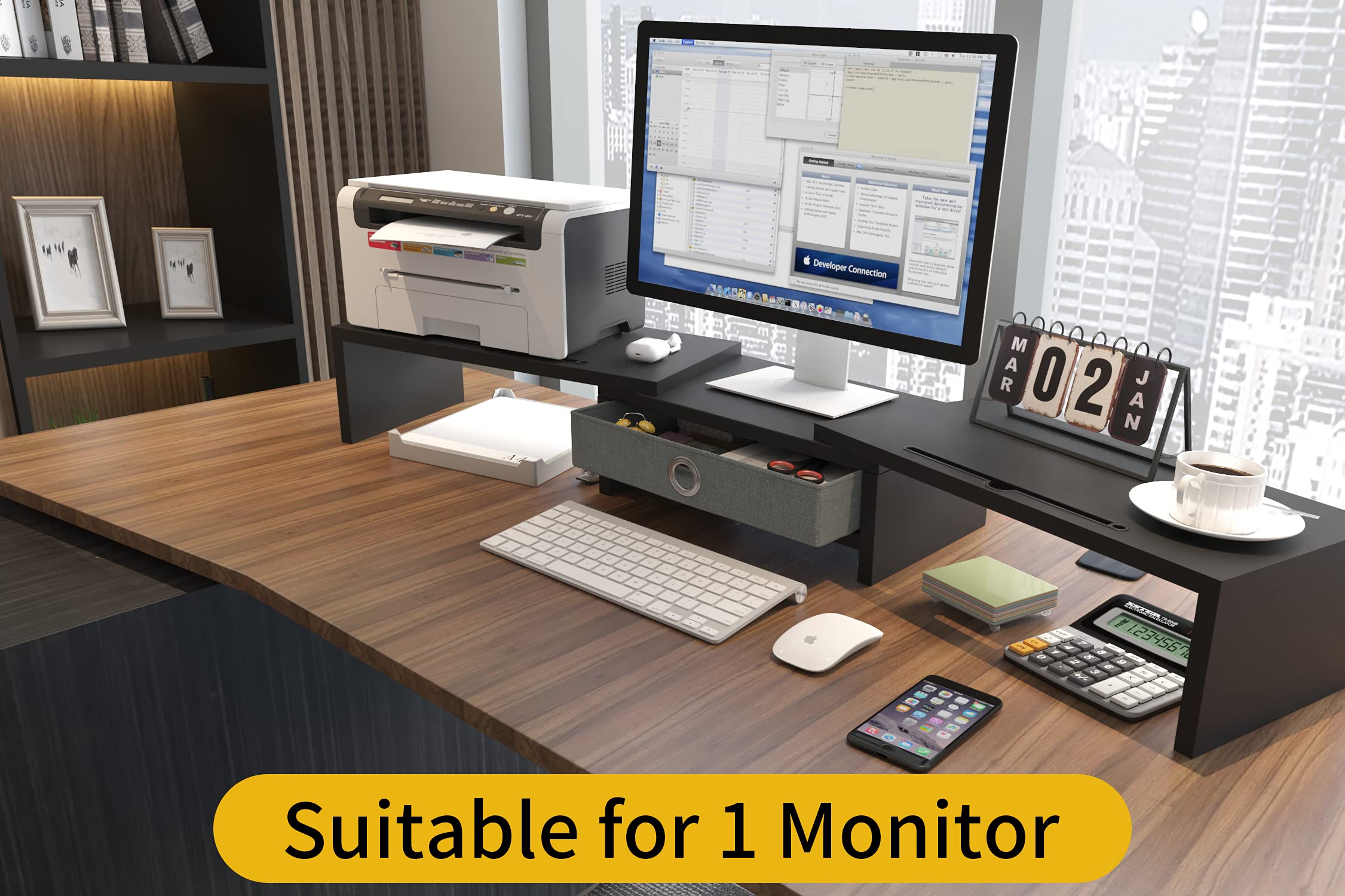 Buy WESTREE Dual Monitor Stand Riser with Drawer, Monitor Stand Riser