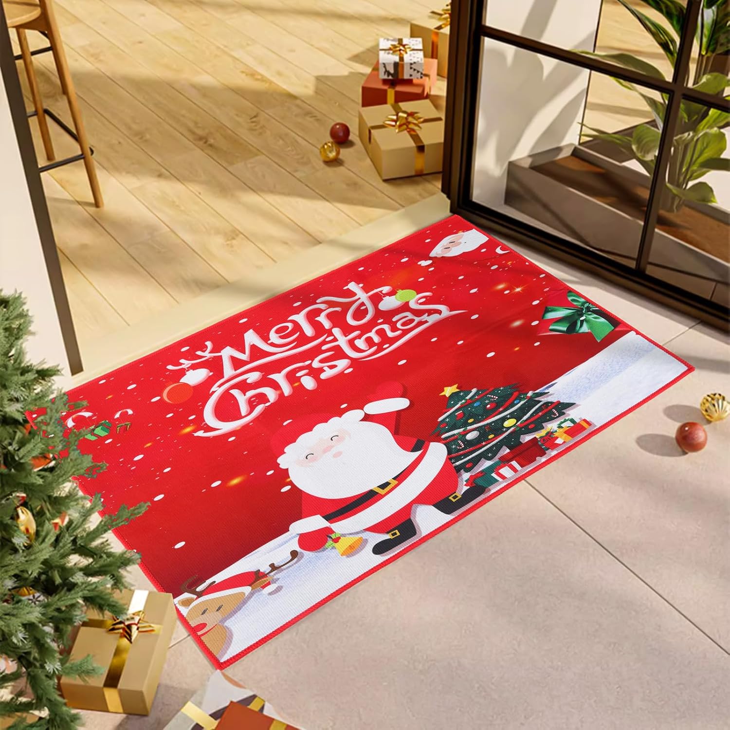 TSLBW Christmas Door Mats 45x70 cm Christmas Decorative Bathroom Mat