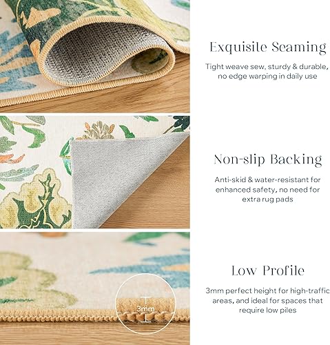 Miniatura 14 de Phantoscope Vintage Collection - Alfombra de área de 8 x 10 pies, alfombra grande para sala de estar, lavable, bohemio, antideslizante