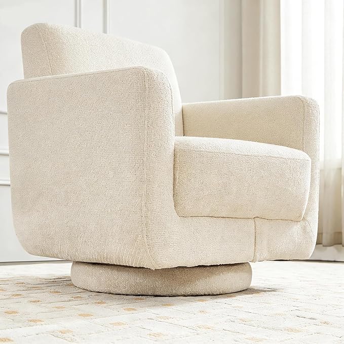 Sillón Giratorio 360° Chenille Crema Ensamblado miniatura 2