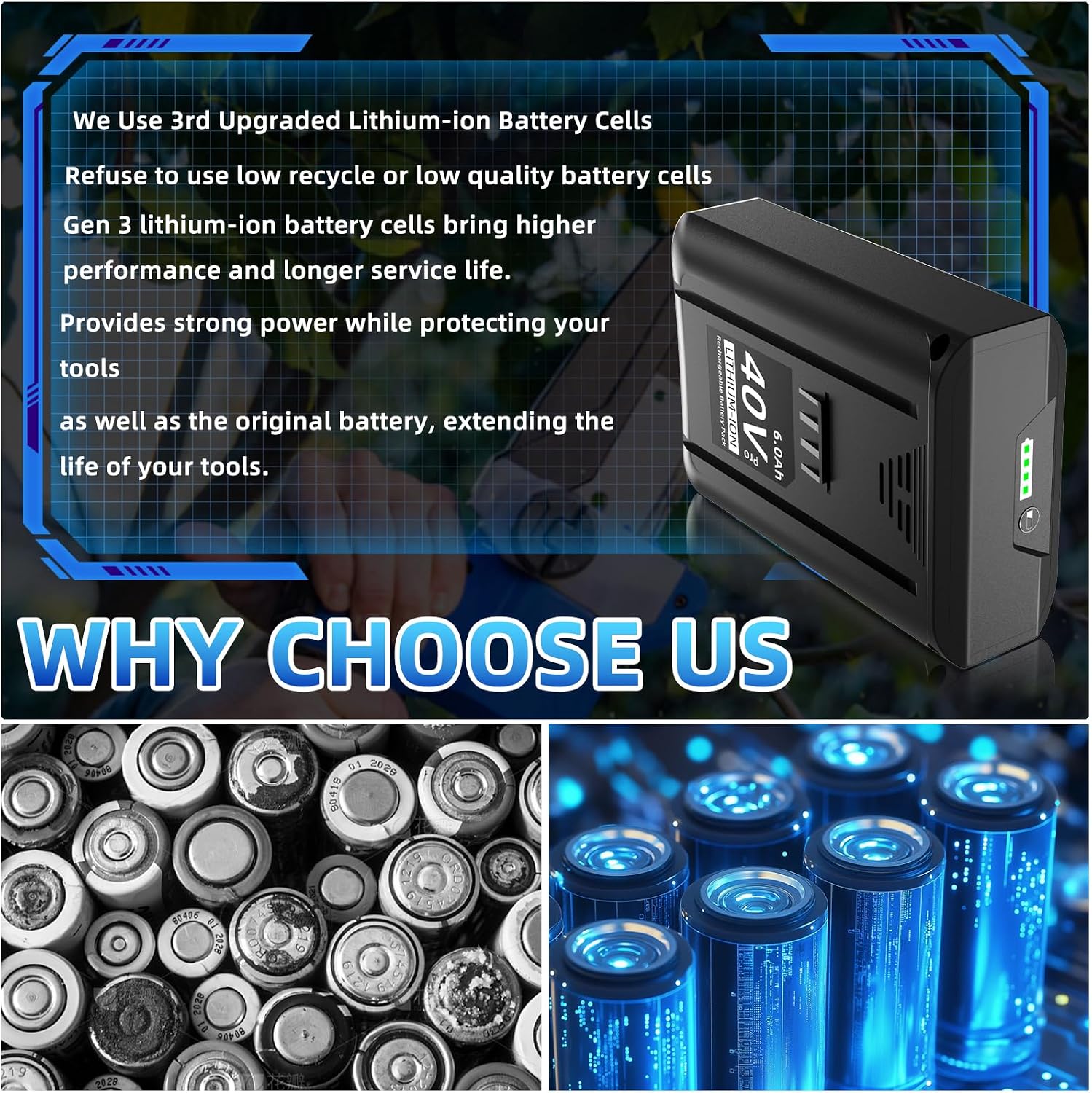 SAPBJ 6.0Ah Battery for Kobalt 40V Max Battery Replacement, Rechargeable Li-ion Battery Model KB640-06