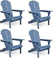 Vista 20 de Juego de 2 sillas Adirondack plegables de madera para exteriores con respaldo premontado, silla de patio de madera para jardín, patio trasero