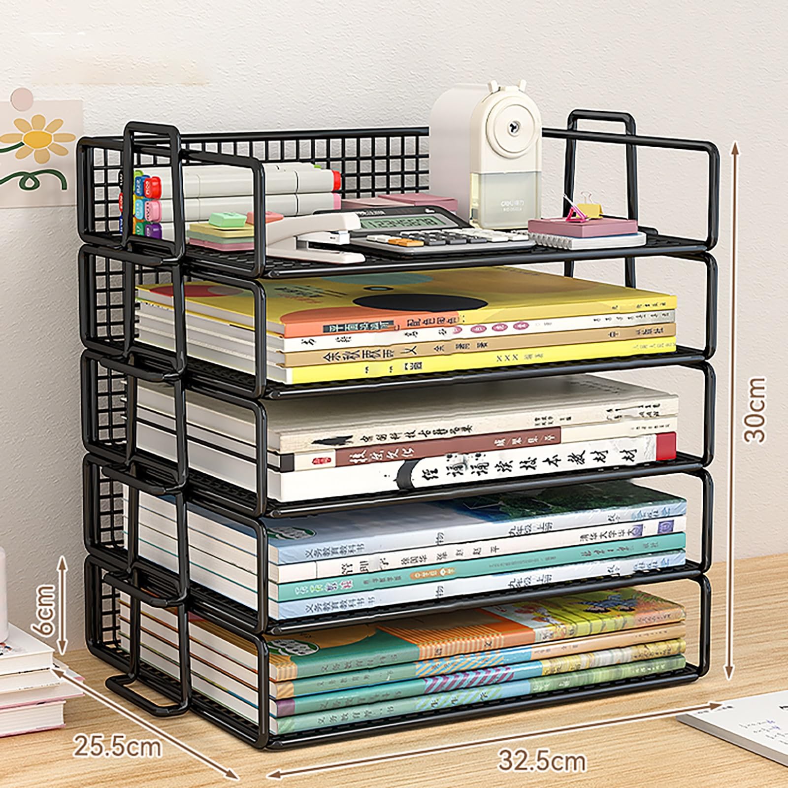 Organizzatore Per Mensole Da Scrivania, Portaoggetti Scrivania A Griglia Con Struttura In Metallo, Scrivania Da Tavolo Per Ufficio, Organizer Da Tavolo Per Dormitorio, Casa(Beige,30cm)