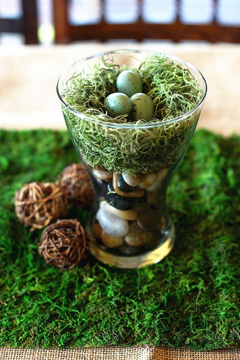 71" x 12" Dried Moss Table Runner for Party Garden Decoration, Dark Green 30x180CM