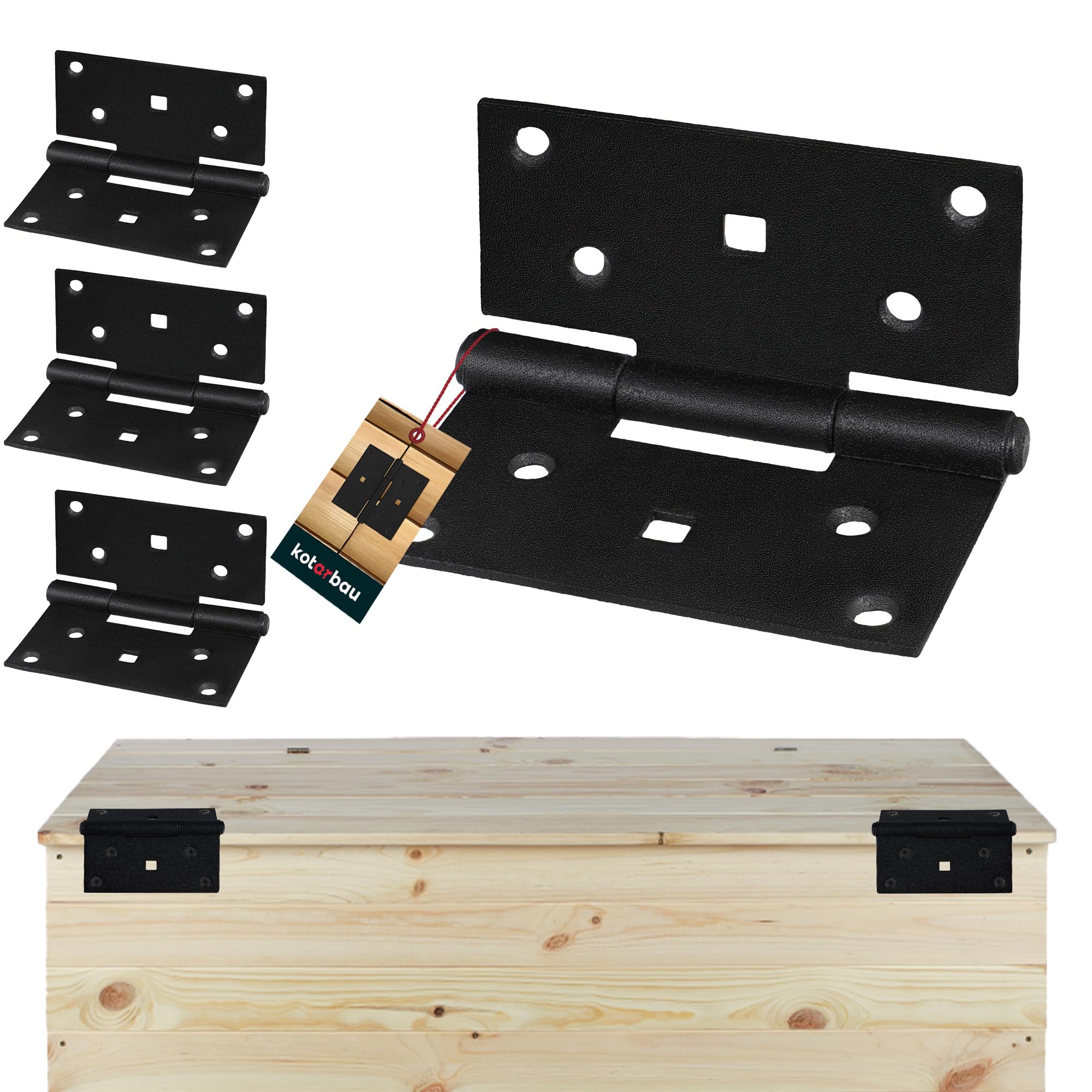 KOTARBAU® Set of 4 Folding Hinges 90 x 95 mm Made of Powder-Coated Steel Hinges for Cabinet Doors Piano Hinge Door Hinge Cabinet Door Hinge Furniture Hinges Window Hinge Box Hinge