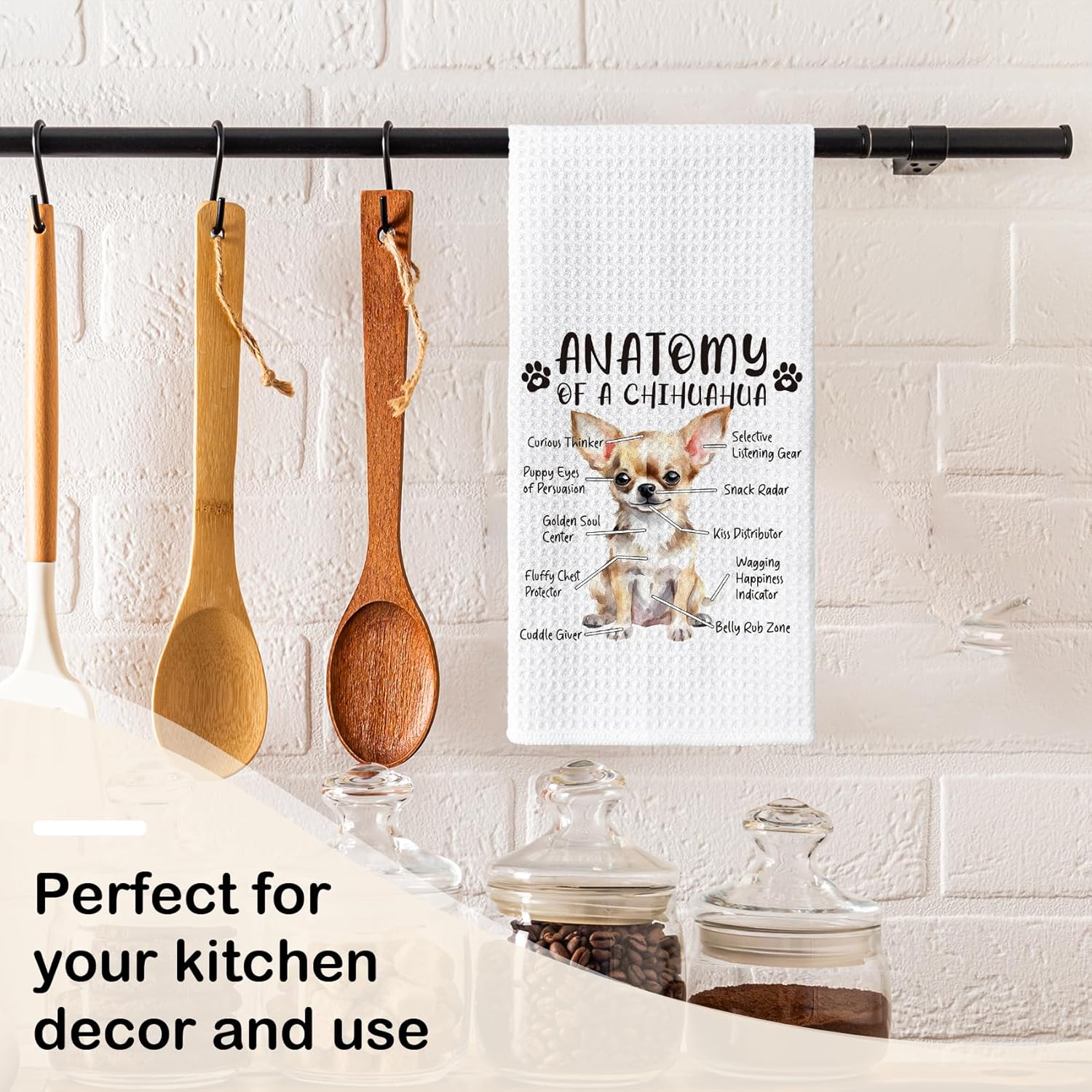 Funny Chihuahua Dog Kitchen Towels, Chihuahua Gifts for Women, Men's Hand Dish Towels, Dog Anatomy Tea Towel for Kitchen, Bathroom Decor - Image 3