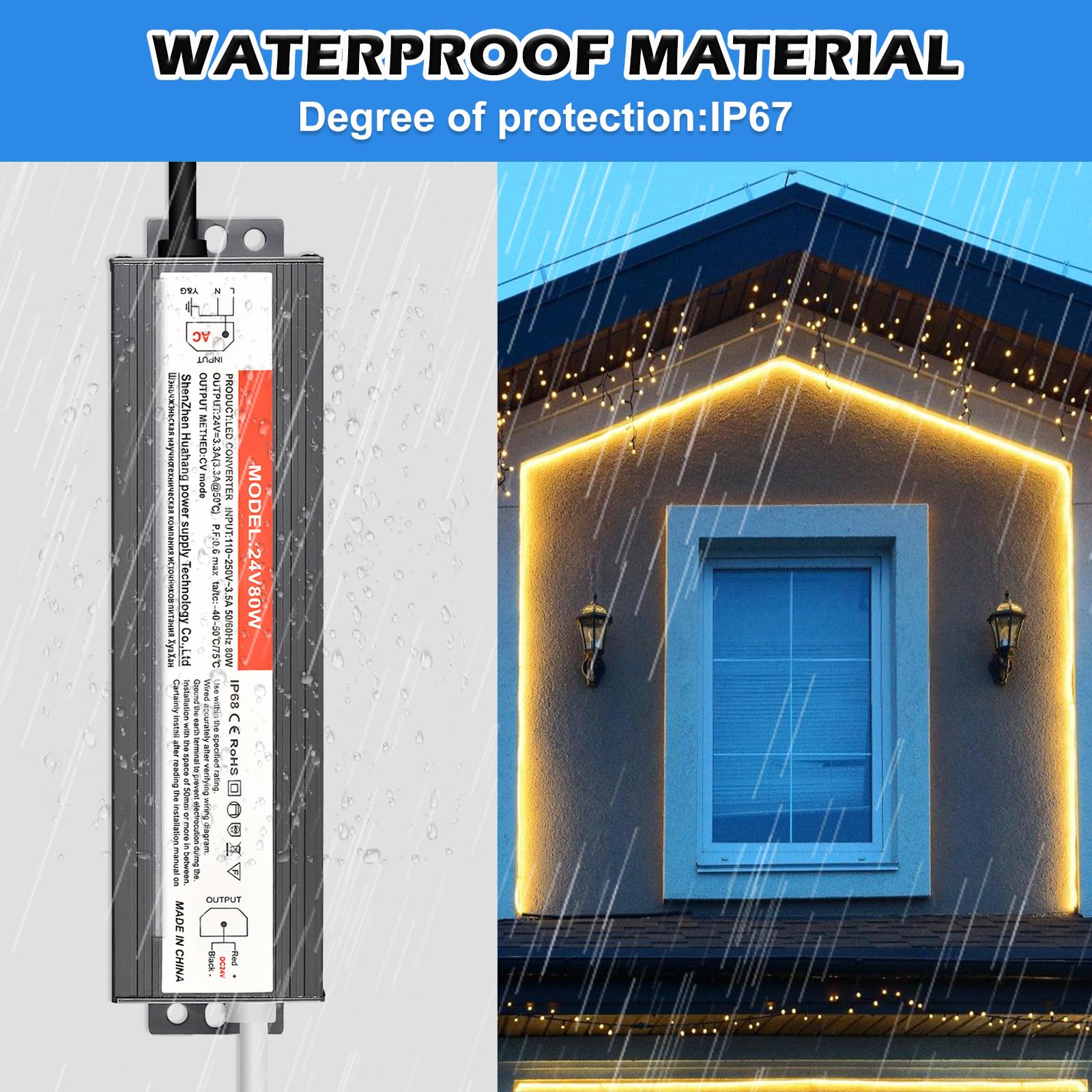 Trasformatore LED 24V 80W IP67 - Driver Per Strisce LED, Impermeabile E Sicuro - Foto 9