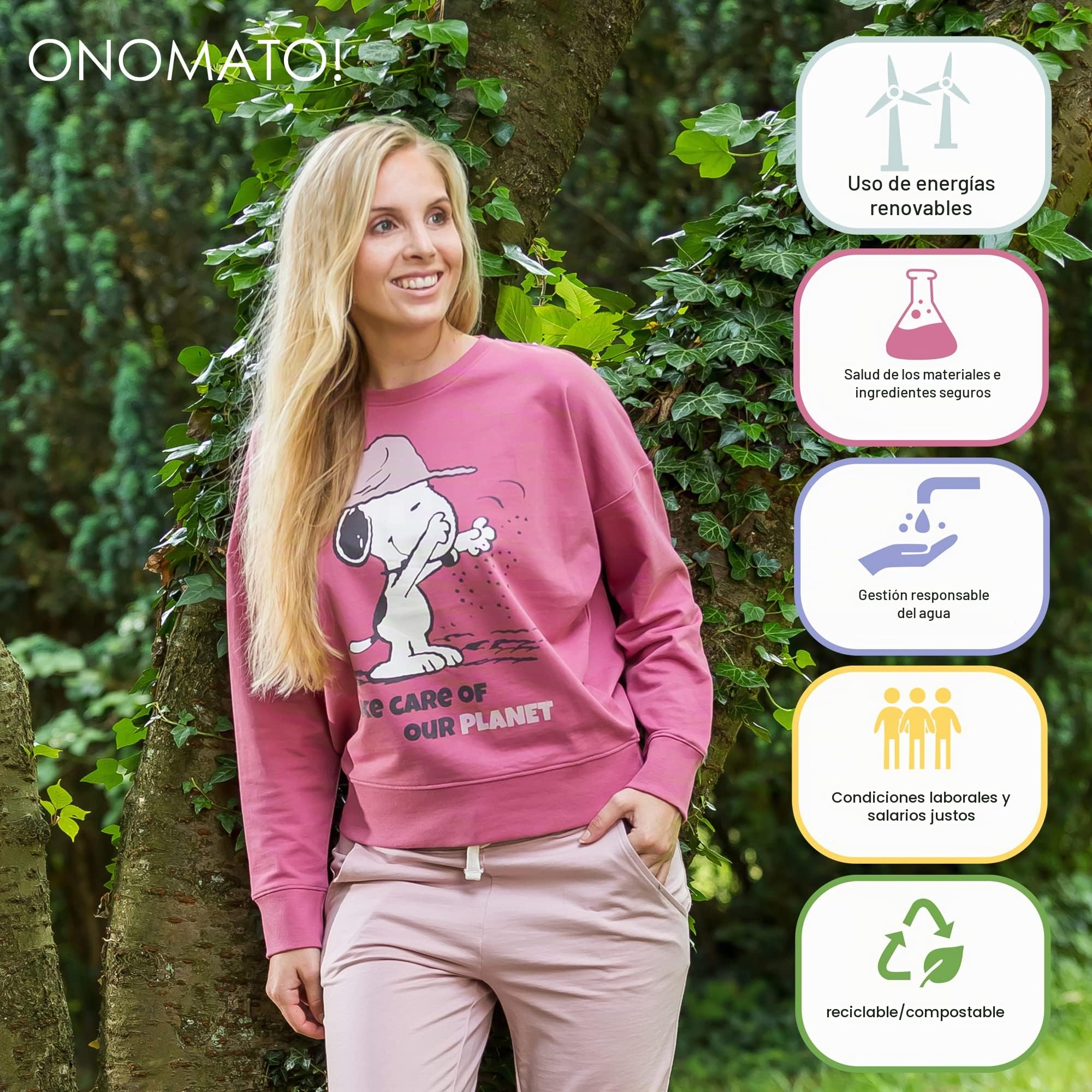 ONOMATO! Peanuts Snoopy Cuna to Cradle to Cradle - Sudadera para mujer
