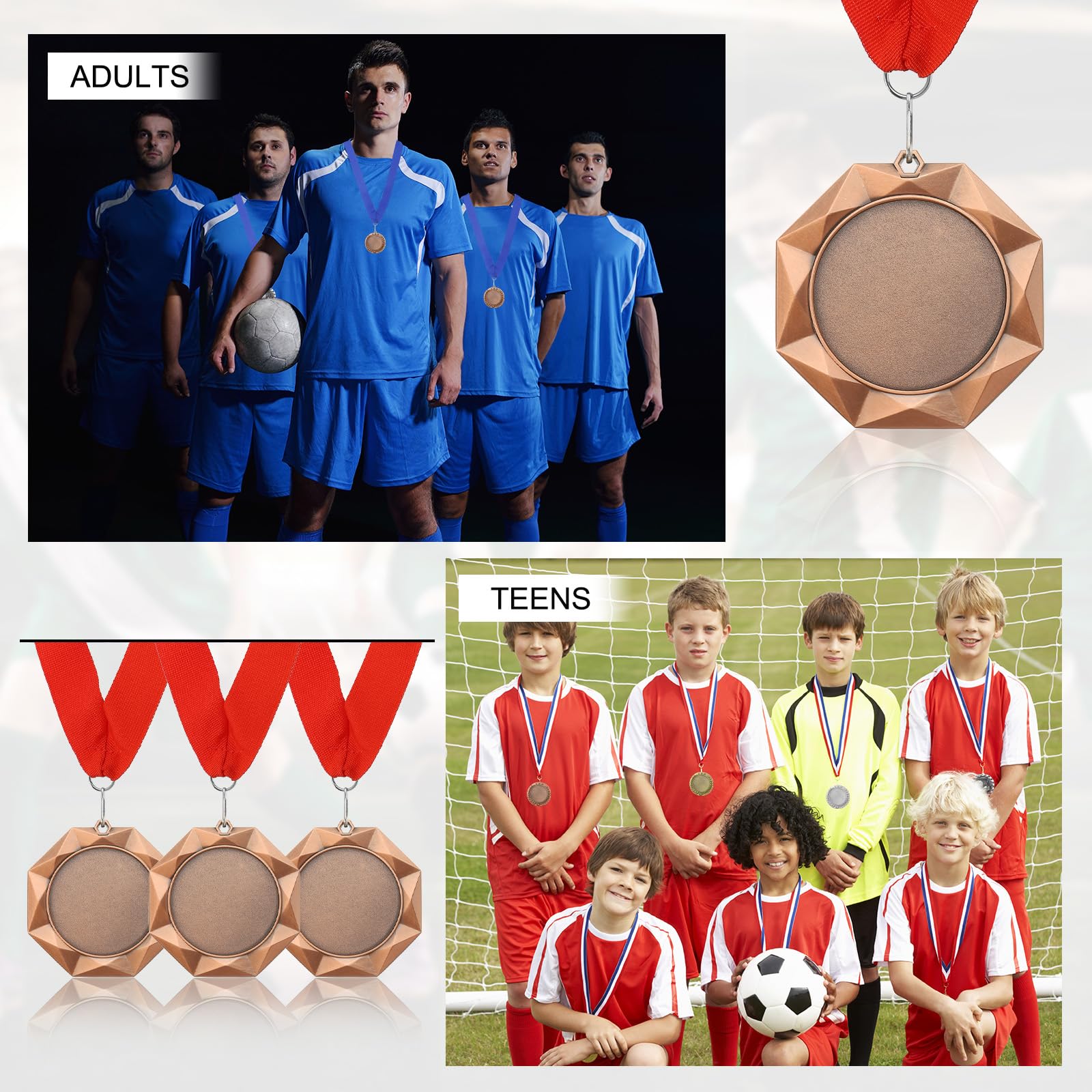 PATIKIL Medal nagrody, 3 nagrody medal zdobywca nagrody z czerwoną wstążką na szyję na zawody, gry sportowe, pisownia, pszczoły, 7 cm szerokości, brązowy