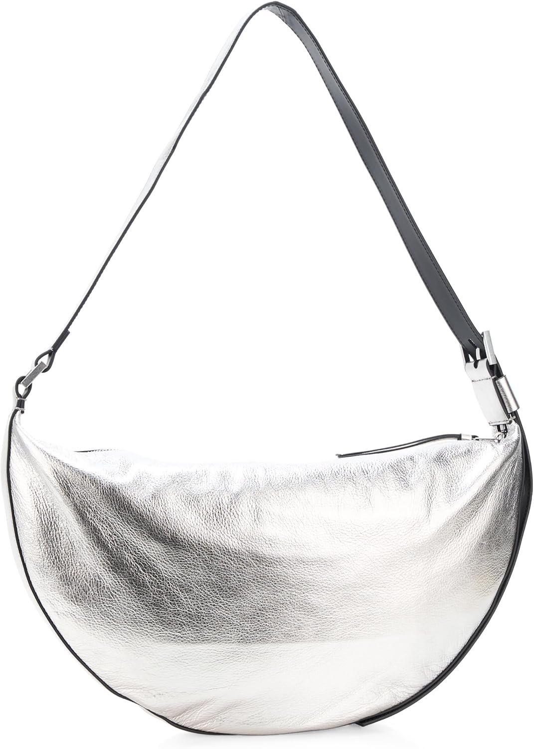 AllSaints Women's Handbag Half Moon Shoulder Silver