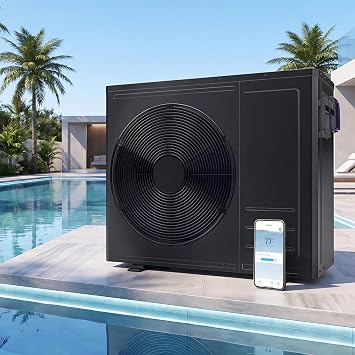Commercial 35100 BTU Pool Heat Pump, WiFi Control Heating & Cooling Electric Pool Heater for Above and Inground Pools up to 9000 Gallons Energy Efficient, for Villa, Resort & Vacation Home